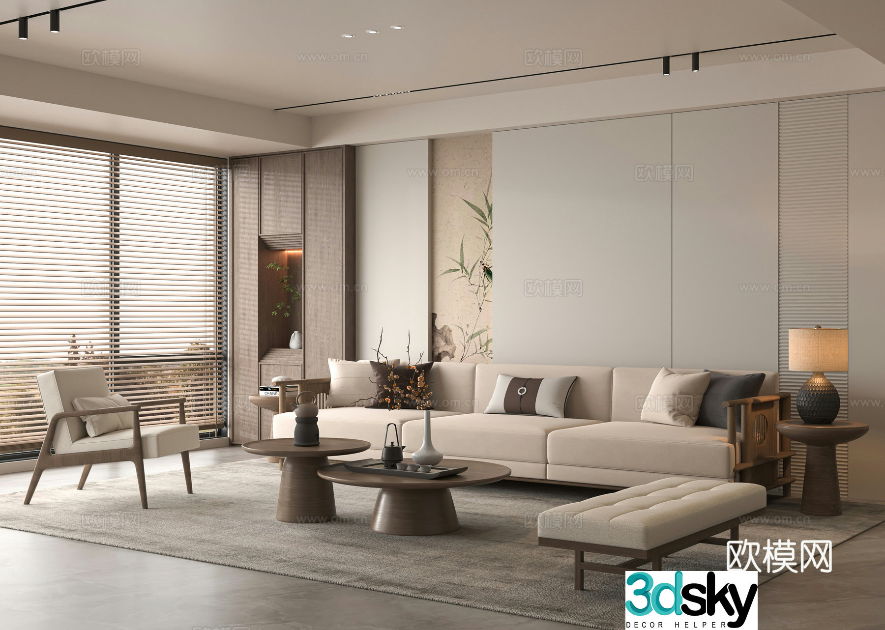 Middle-aged home living room 3D model