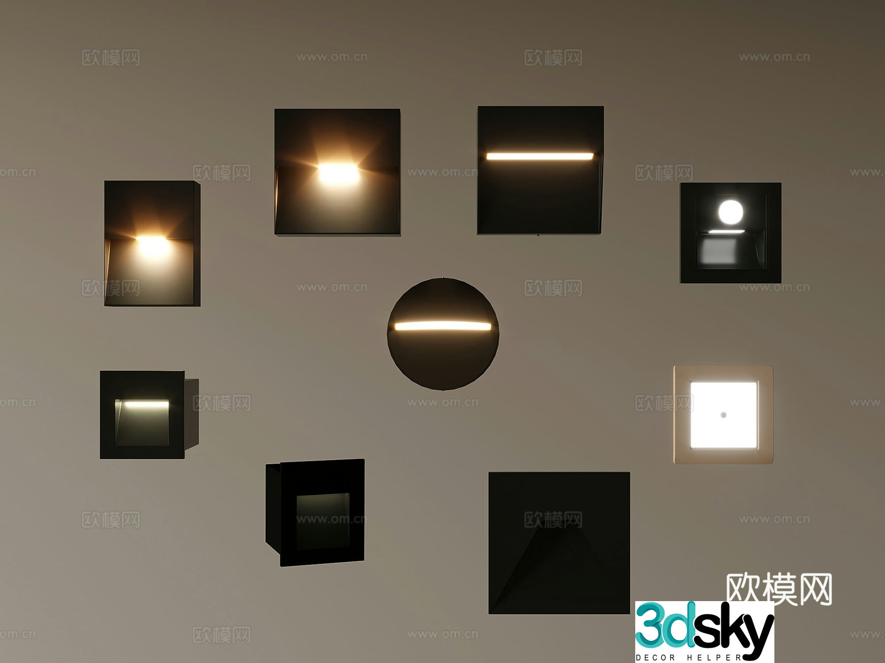 Modern simple deep cylinder anti-glare spotlight 3D model