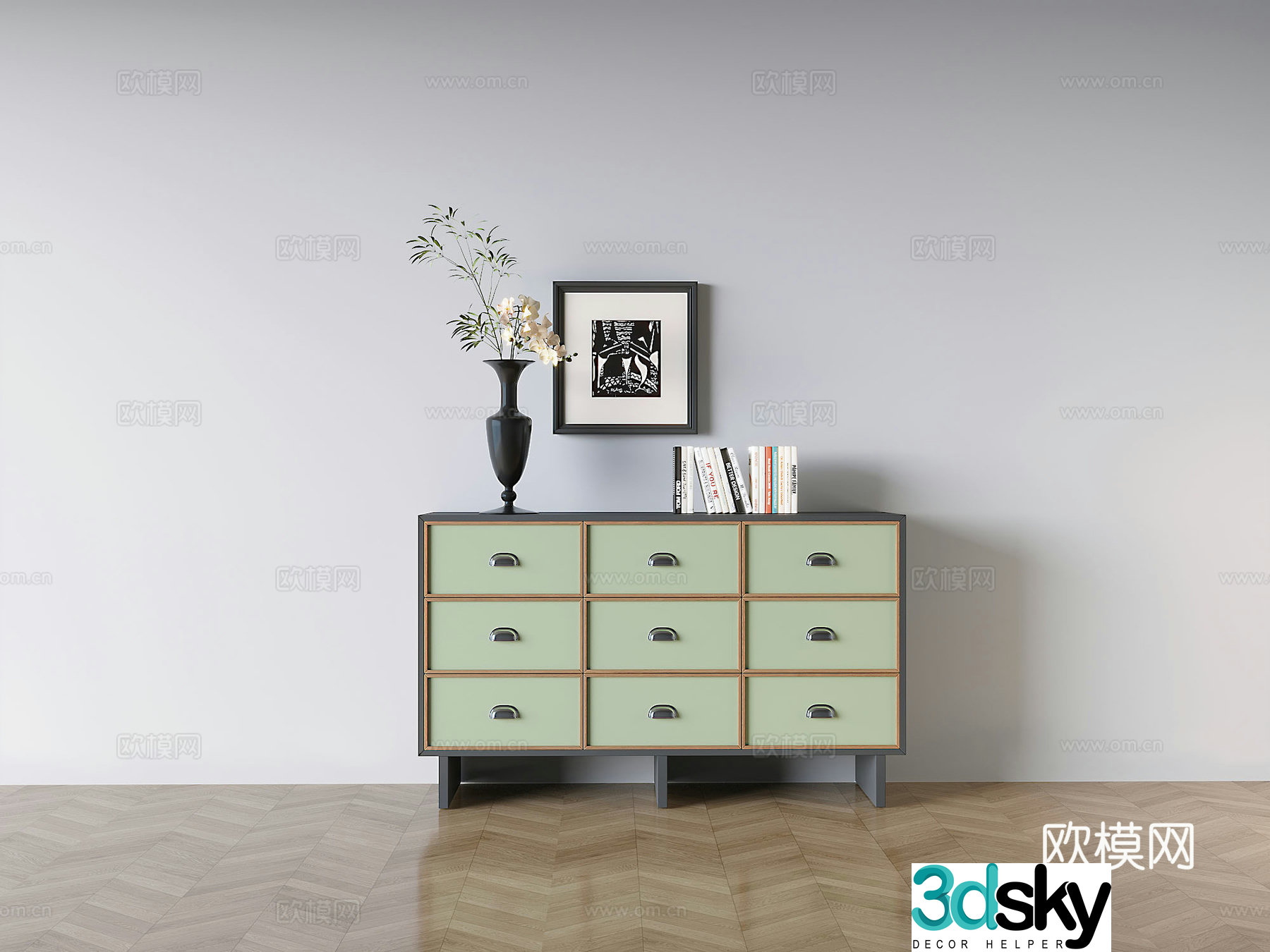 Light luxury side cabinet 3D model