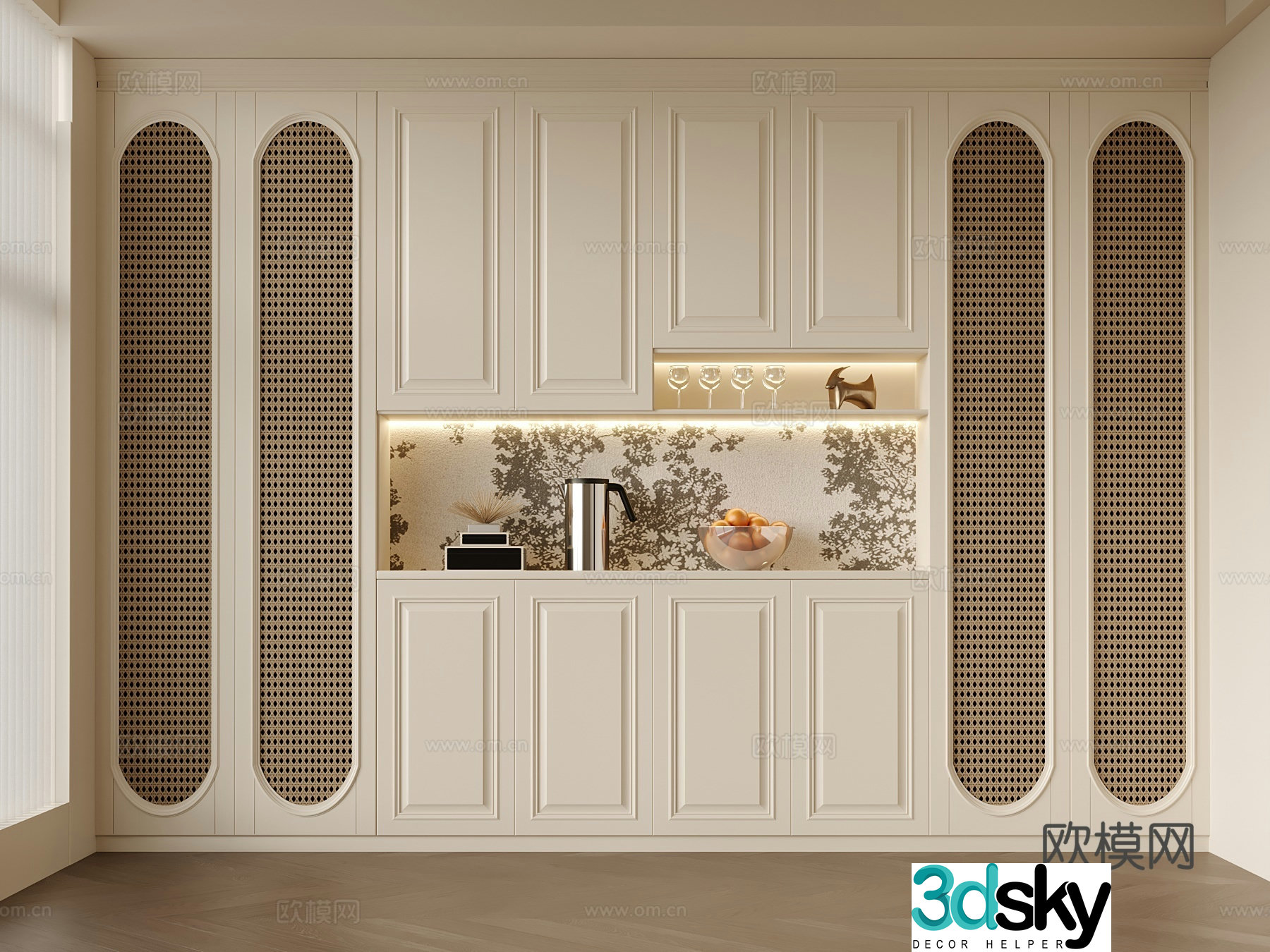 French wine cabinet sideboard 3D model