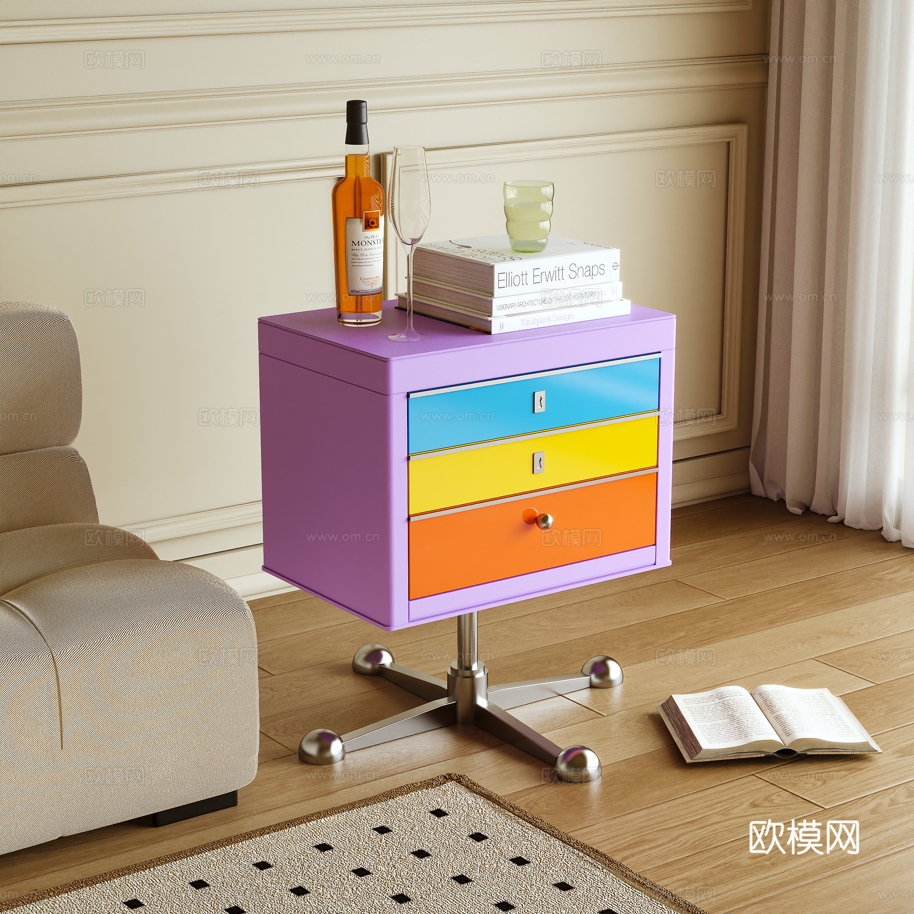 Bedside table Side cabinet Dopamine 3D model