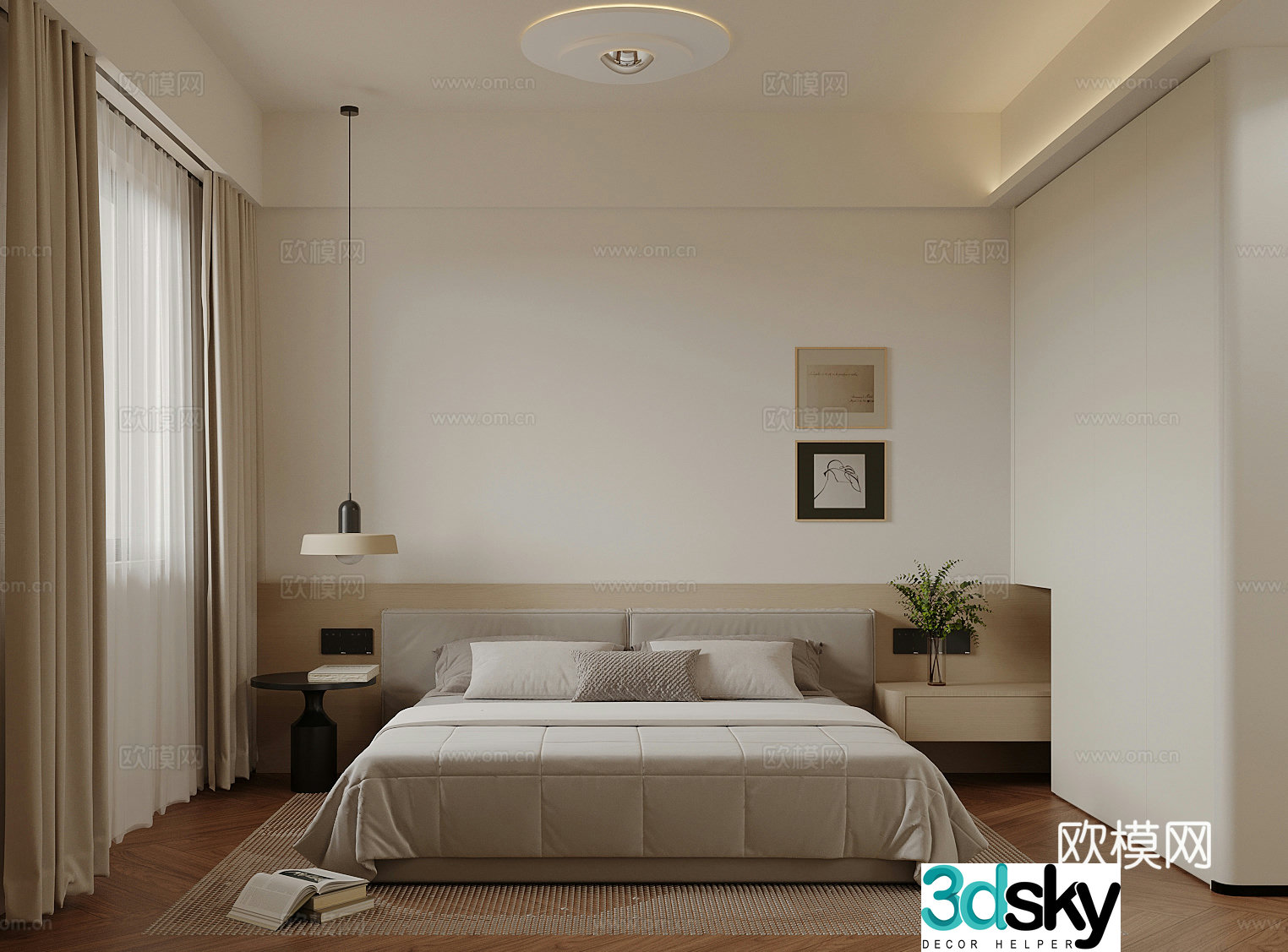 Modern bedroom Double bed 3d model