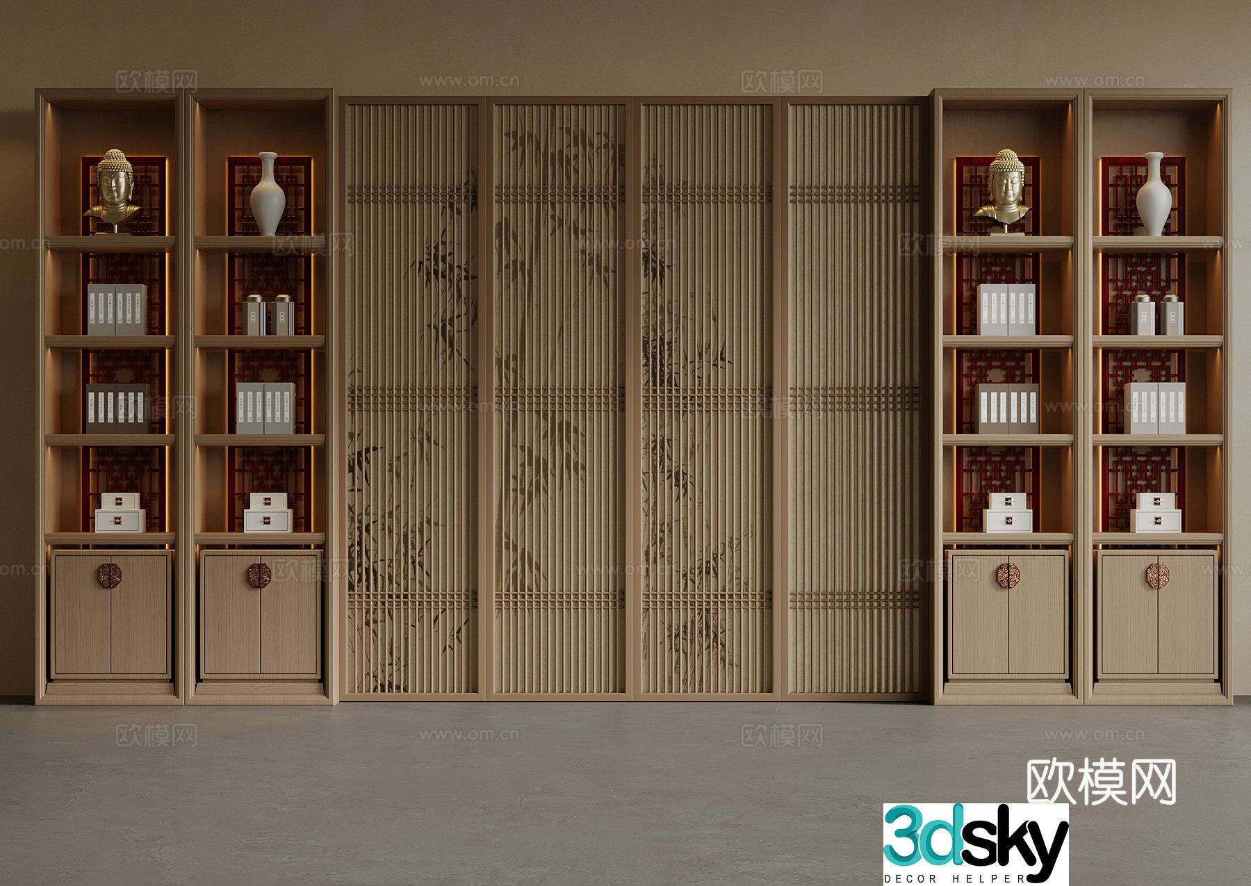 New Chinese bookcase 3D model
