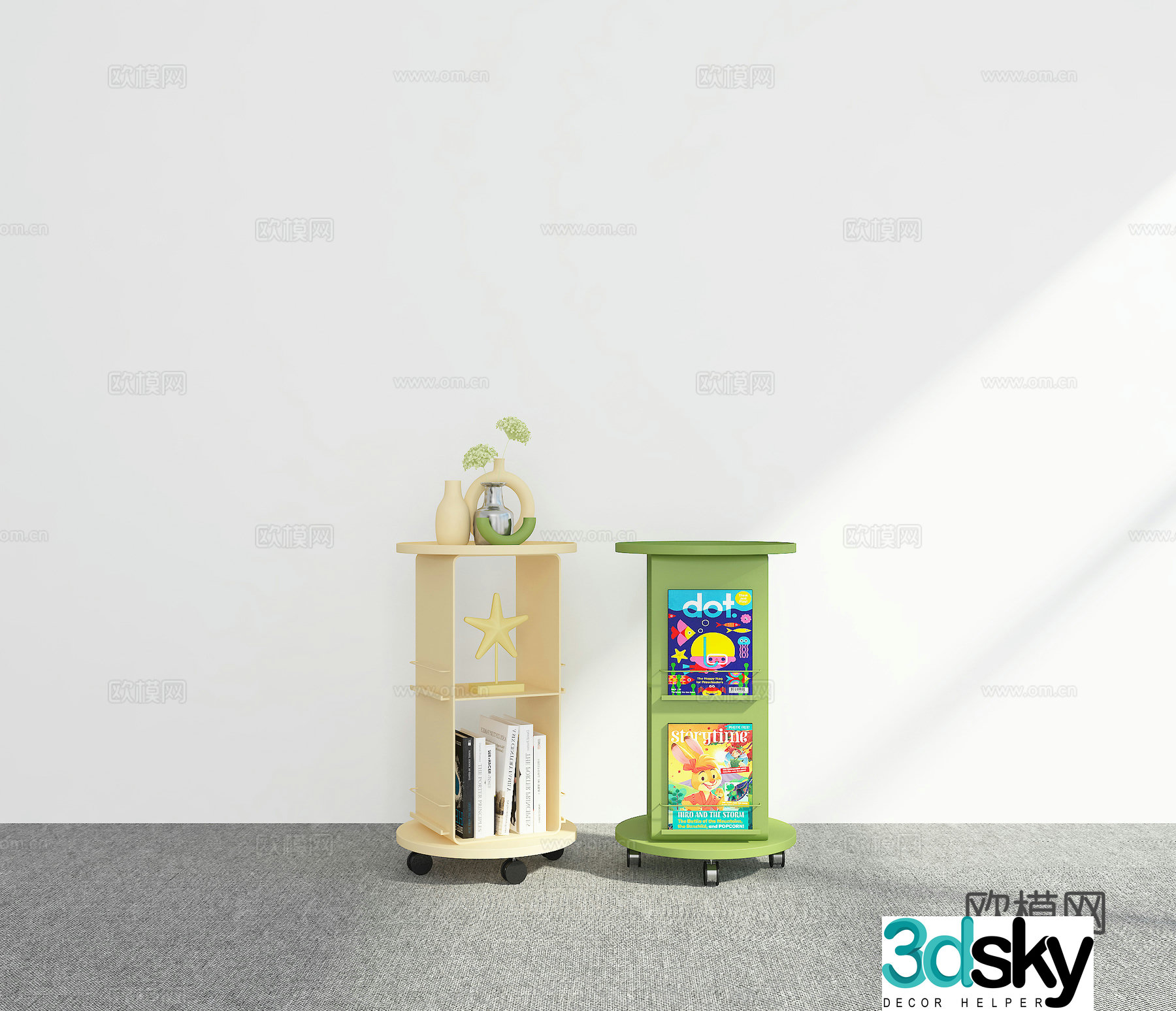 Modern bookshelf 3d model