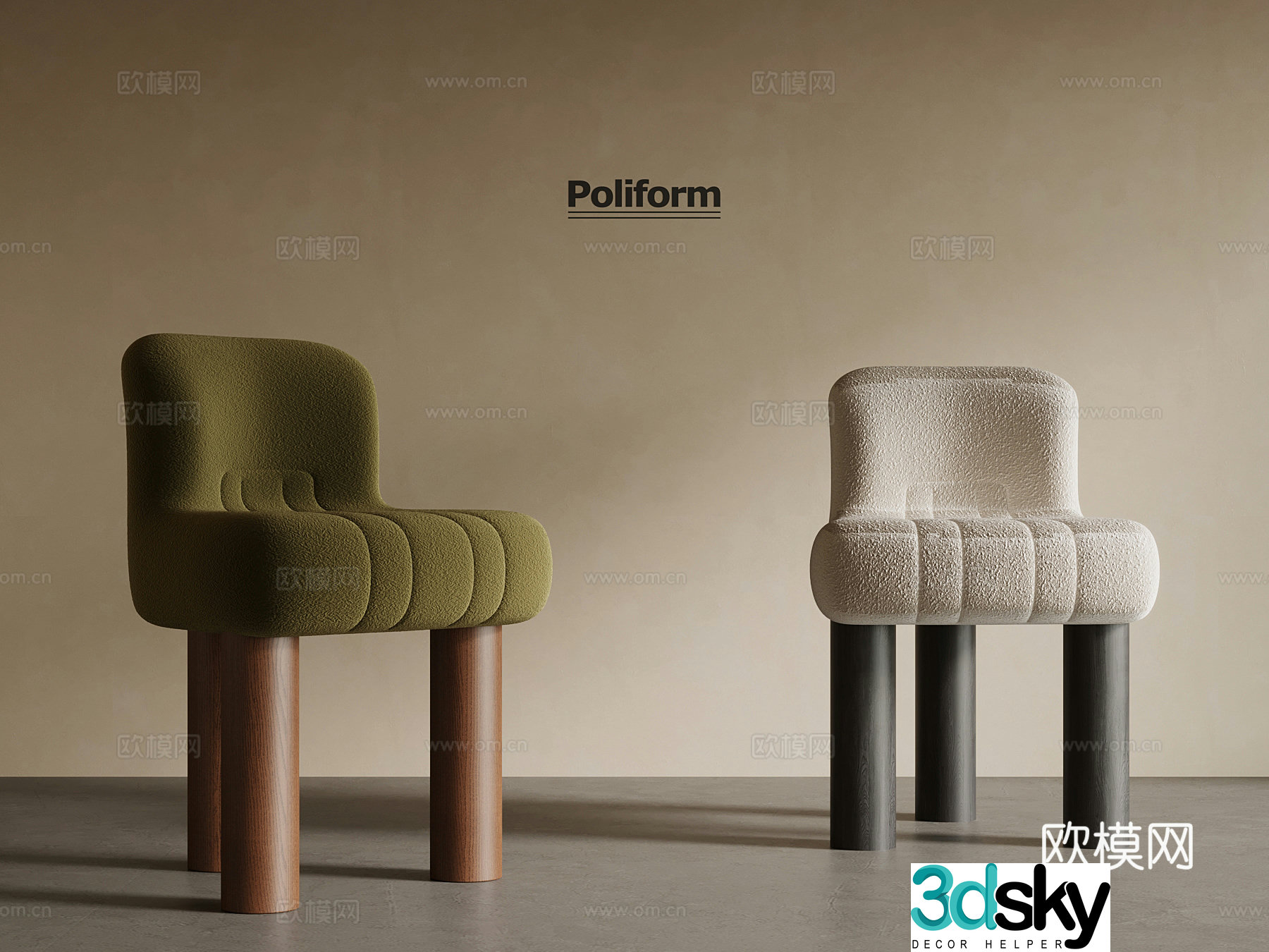 Medium style leisure chair 3d model