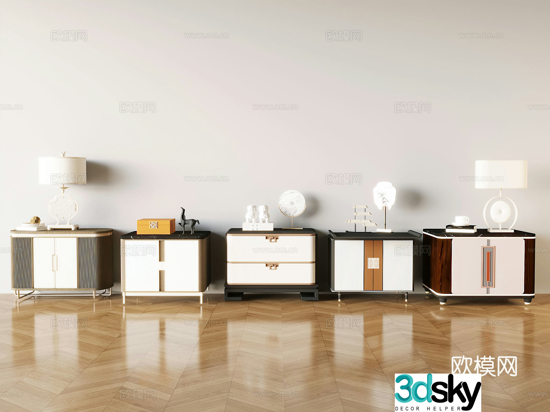 European style bedside table 3D model
