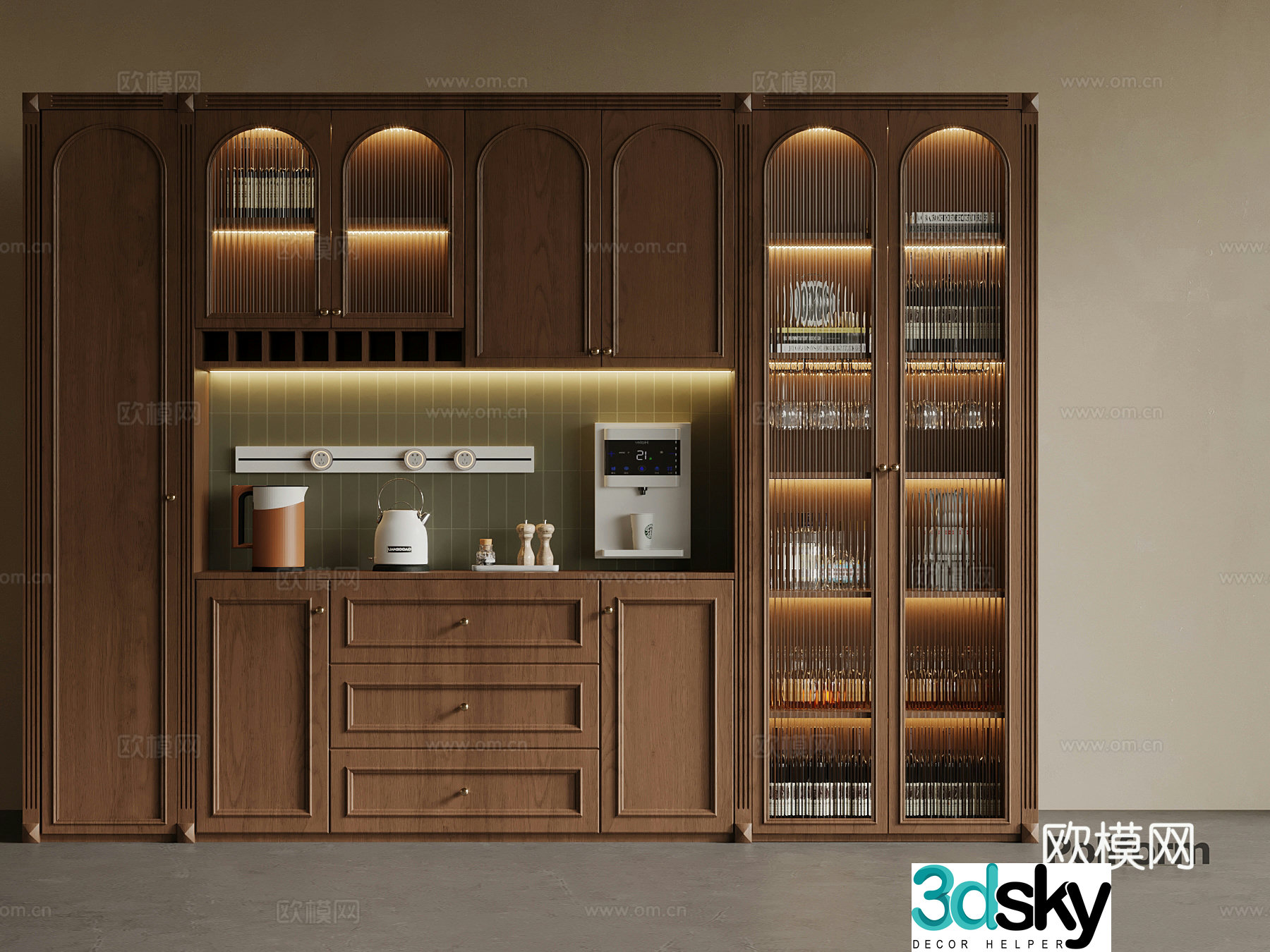 Middle-aged wine cabinet sideboard 3D model