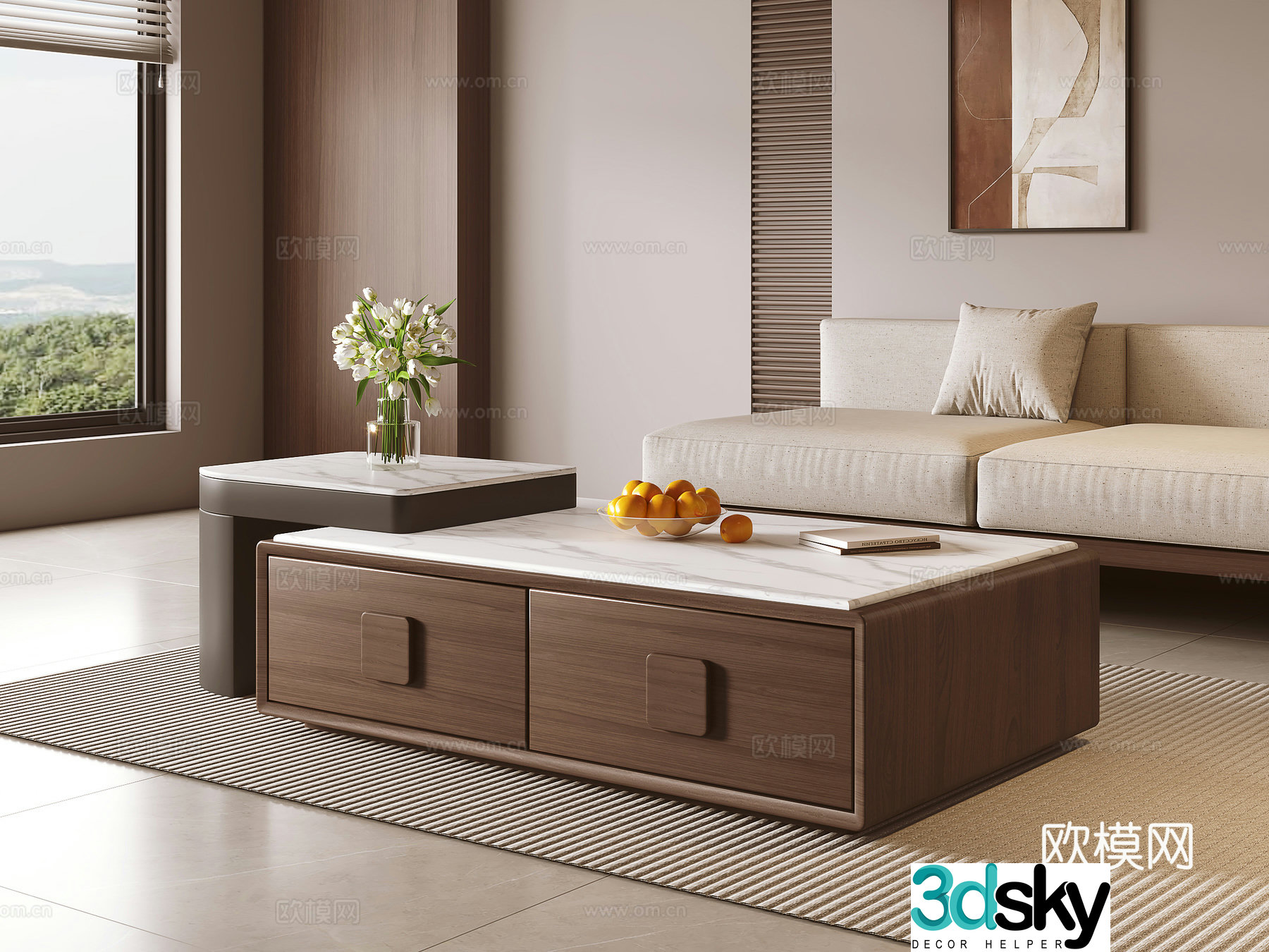 Middle-aged style coffee table 3D model