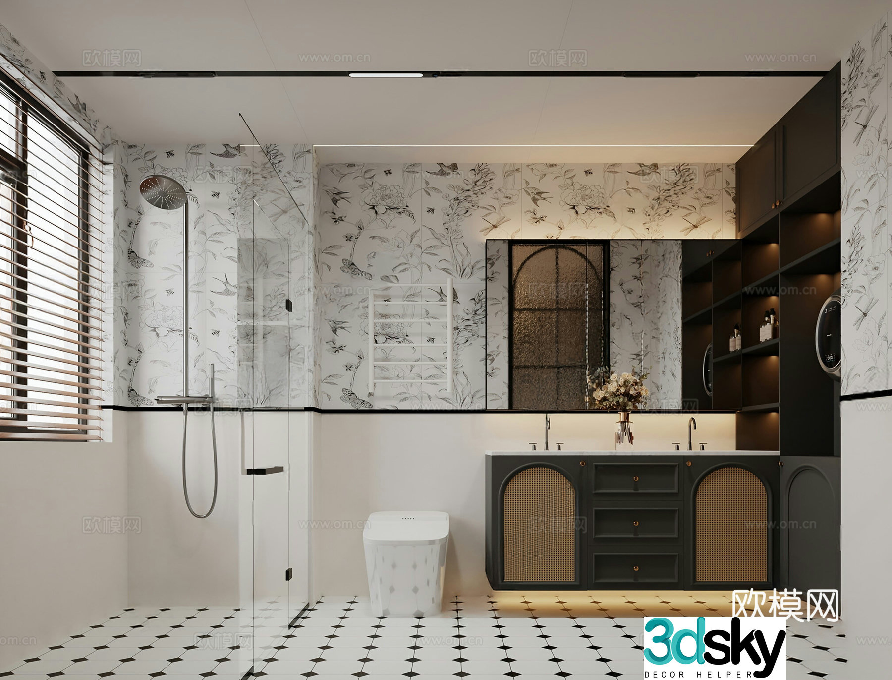 French bathroom retro bathroom 3d model