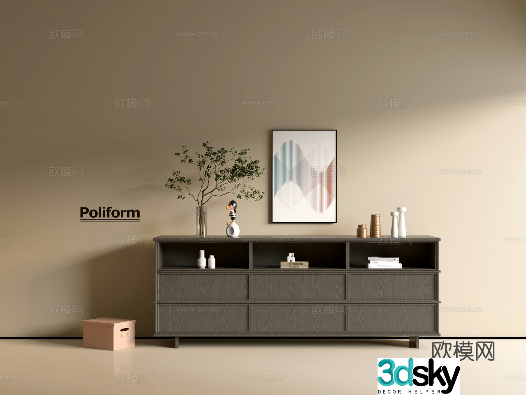 Modern black wood grain cabinet ins wind minimalist wind cabinet whole cabinet sideboard balcony cabinet 3d model