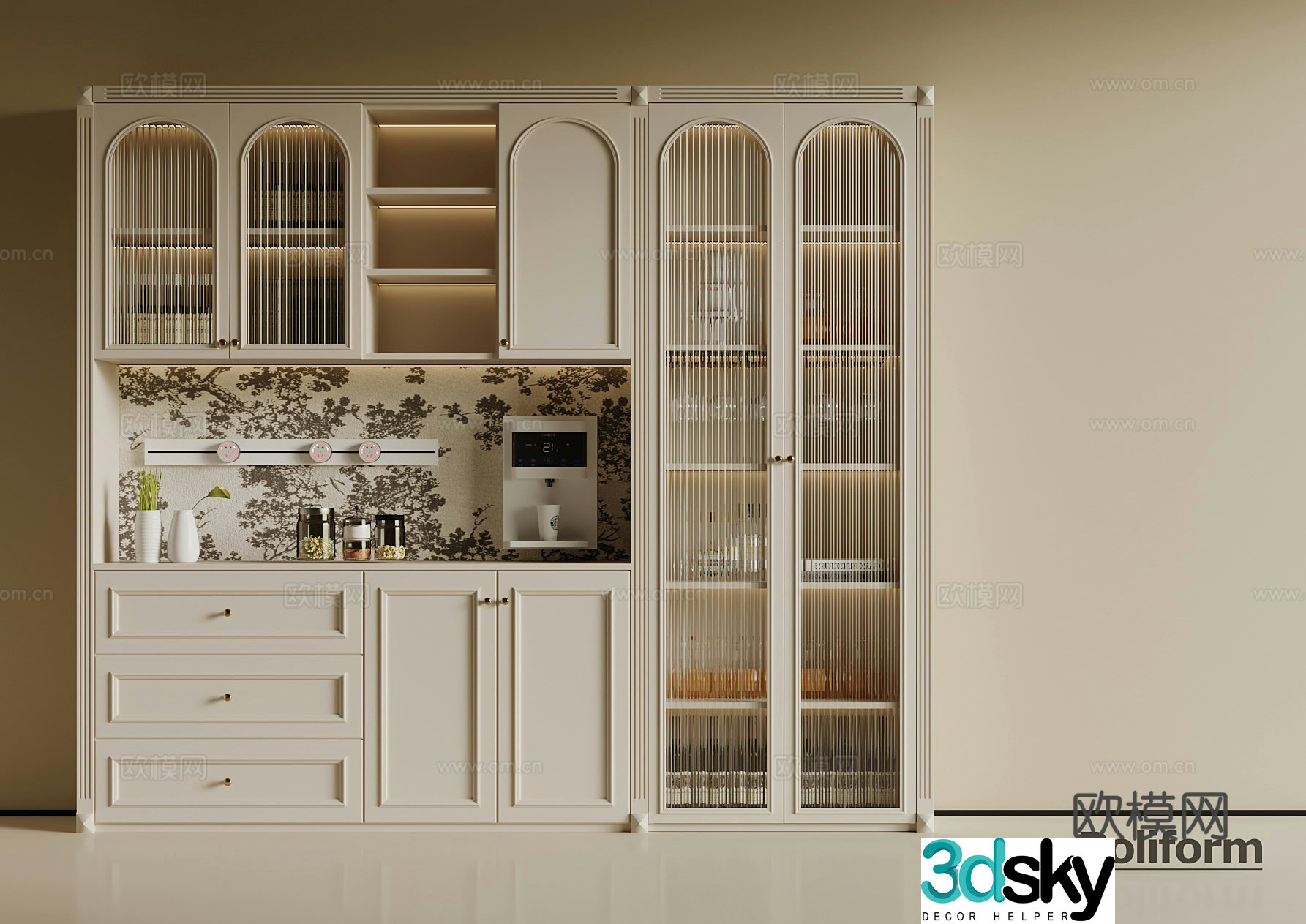 French wine cabinet sideboard 3D model