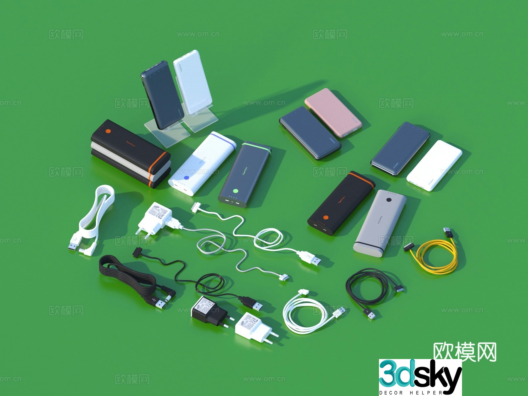 Charging cable Power bank Mobile hard drive Digital product 3D model
