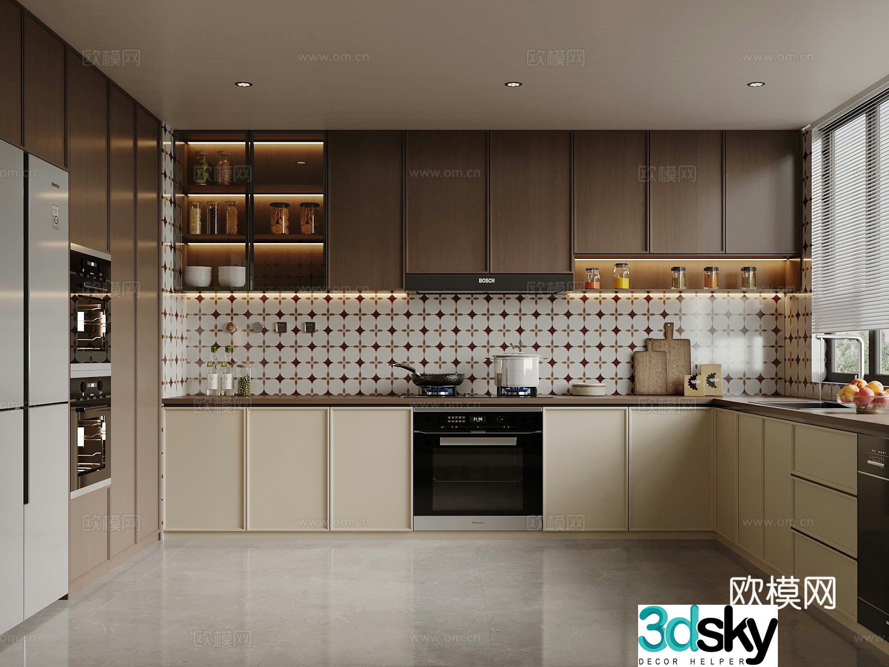 Middle style kitchen refrigerator fume 3d model