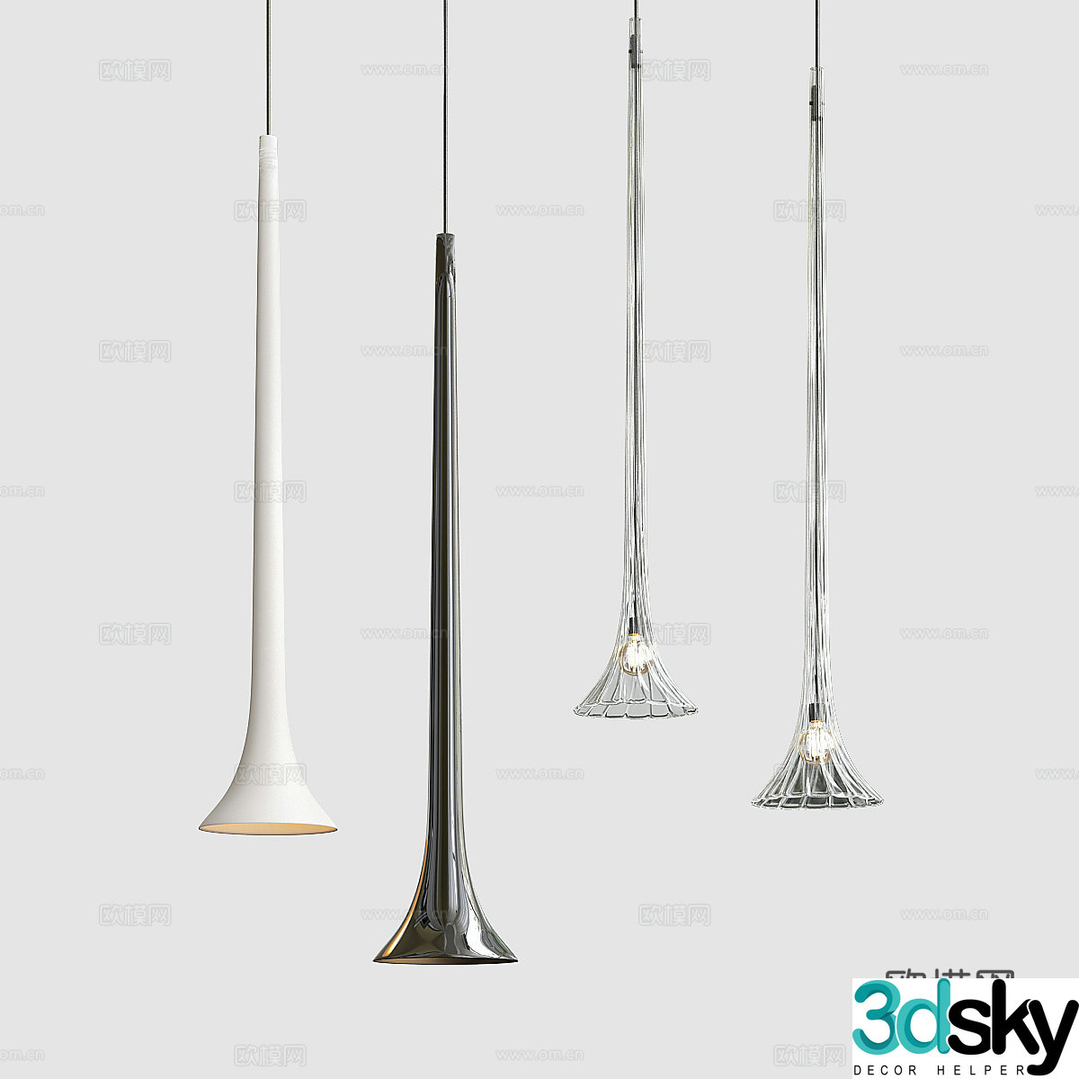 Modern minimalist flared decorative chandelier 3d model