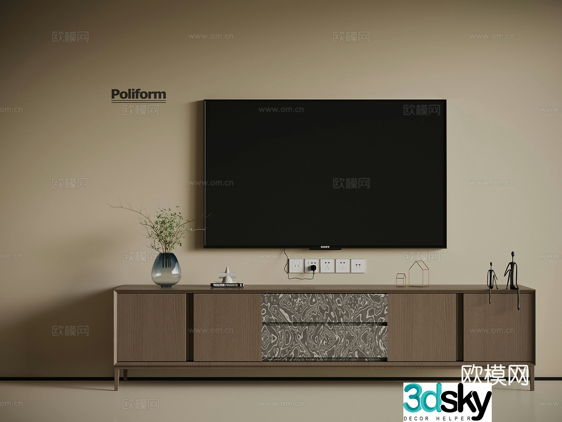 Modern Italian TV Cabinet 3D Model