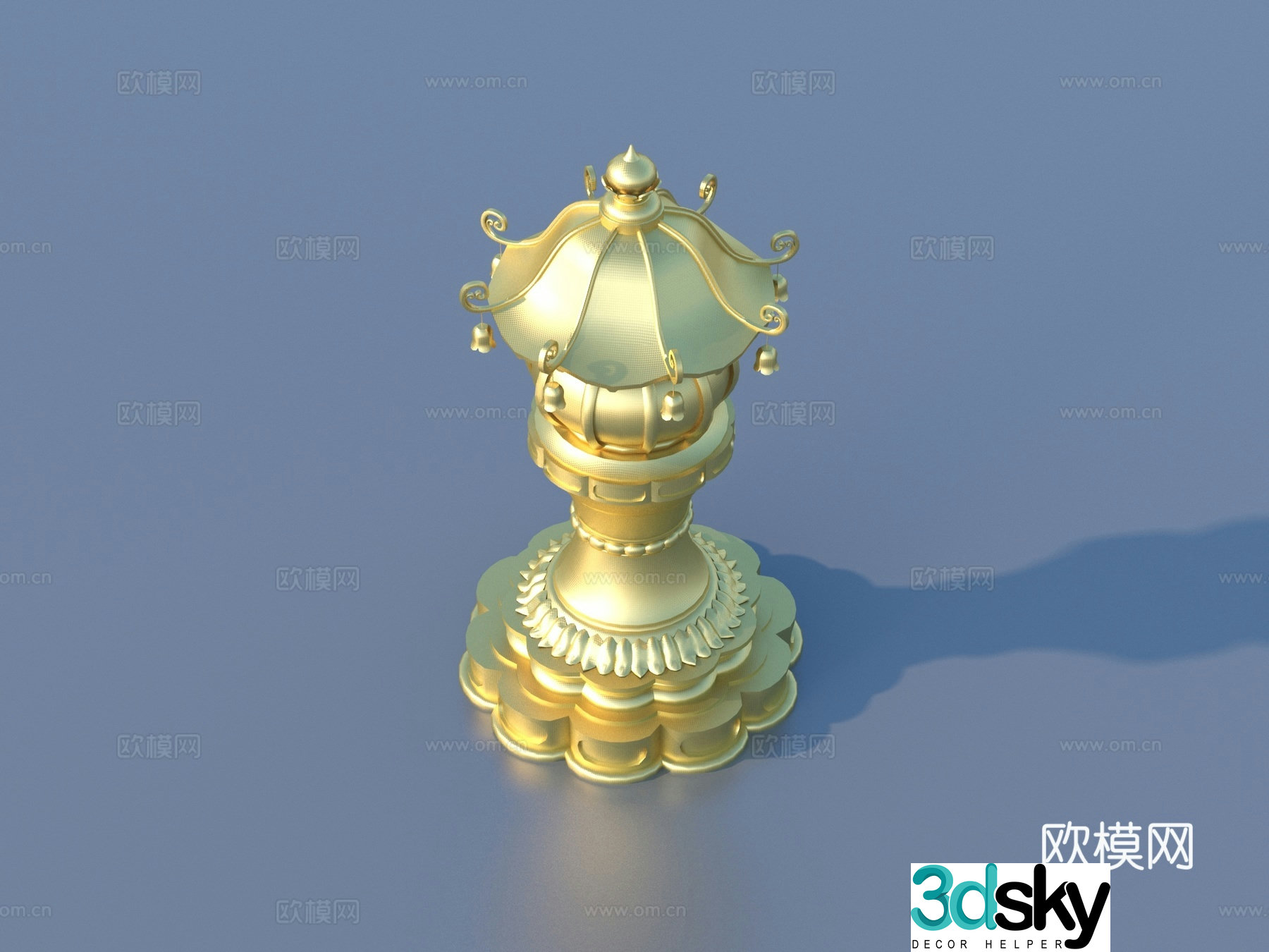 tripod golden tripod antique cultural relics artwork 3d model