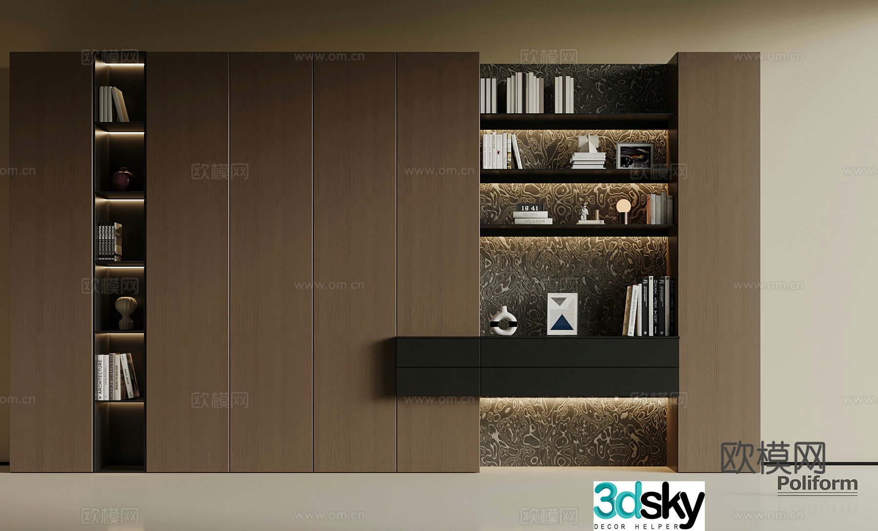 Modern Italian bookcase 3d model