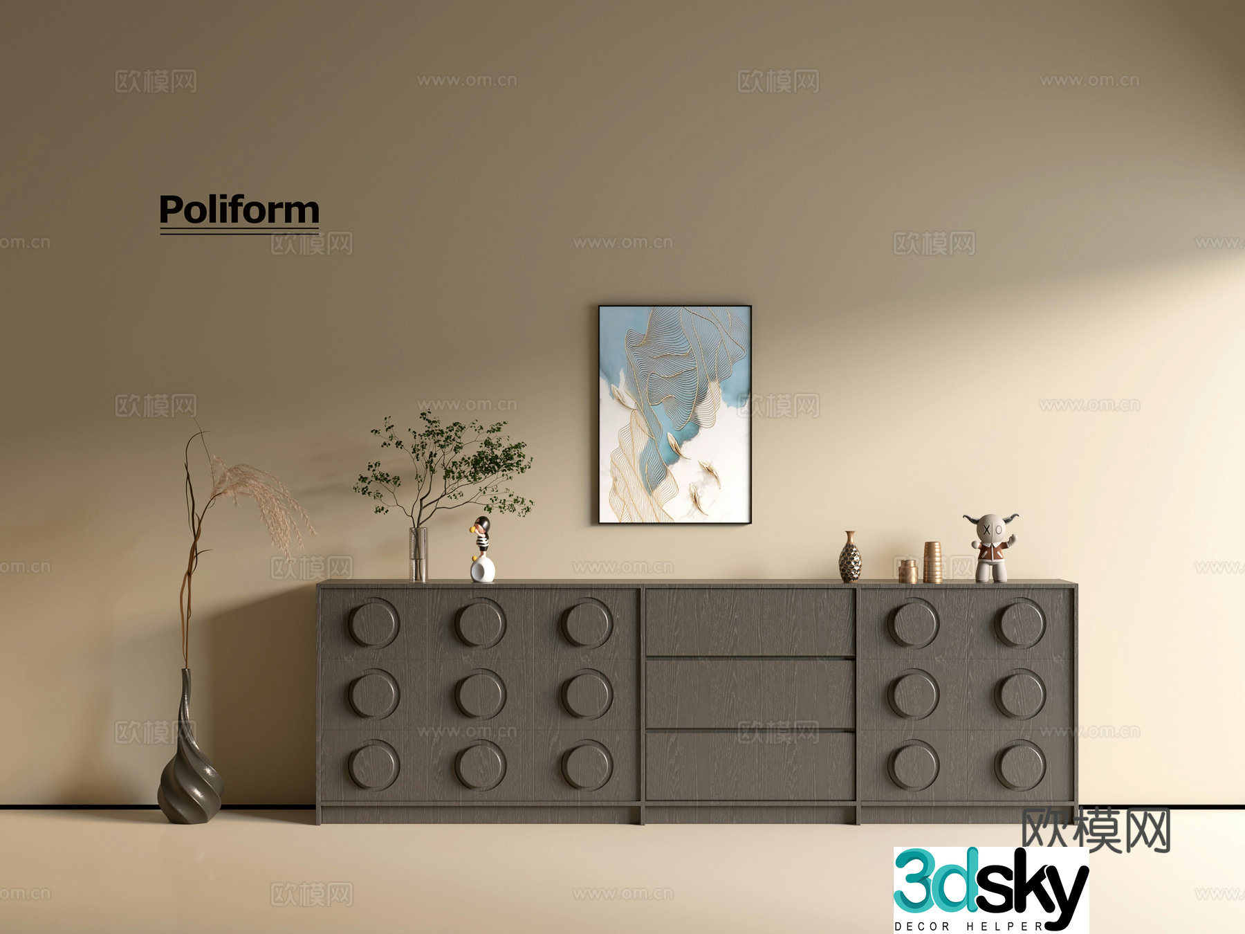 Modern wood grain cabinet ins wind minimalist wind cabinet whole cabinet sideboard balcony cabinet storage 3D model