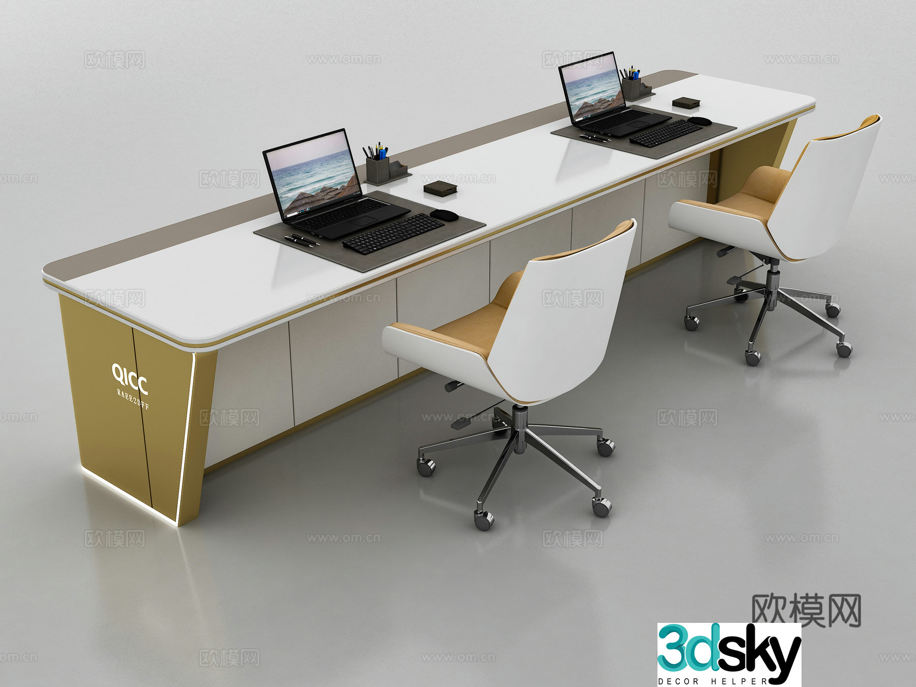 Light luxury style office desk 3D model