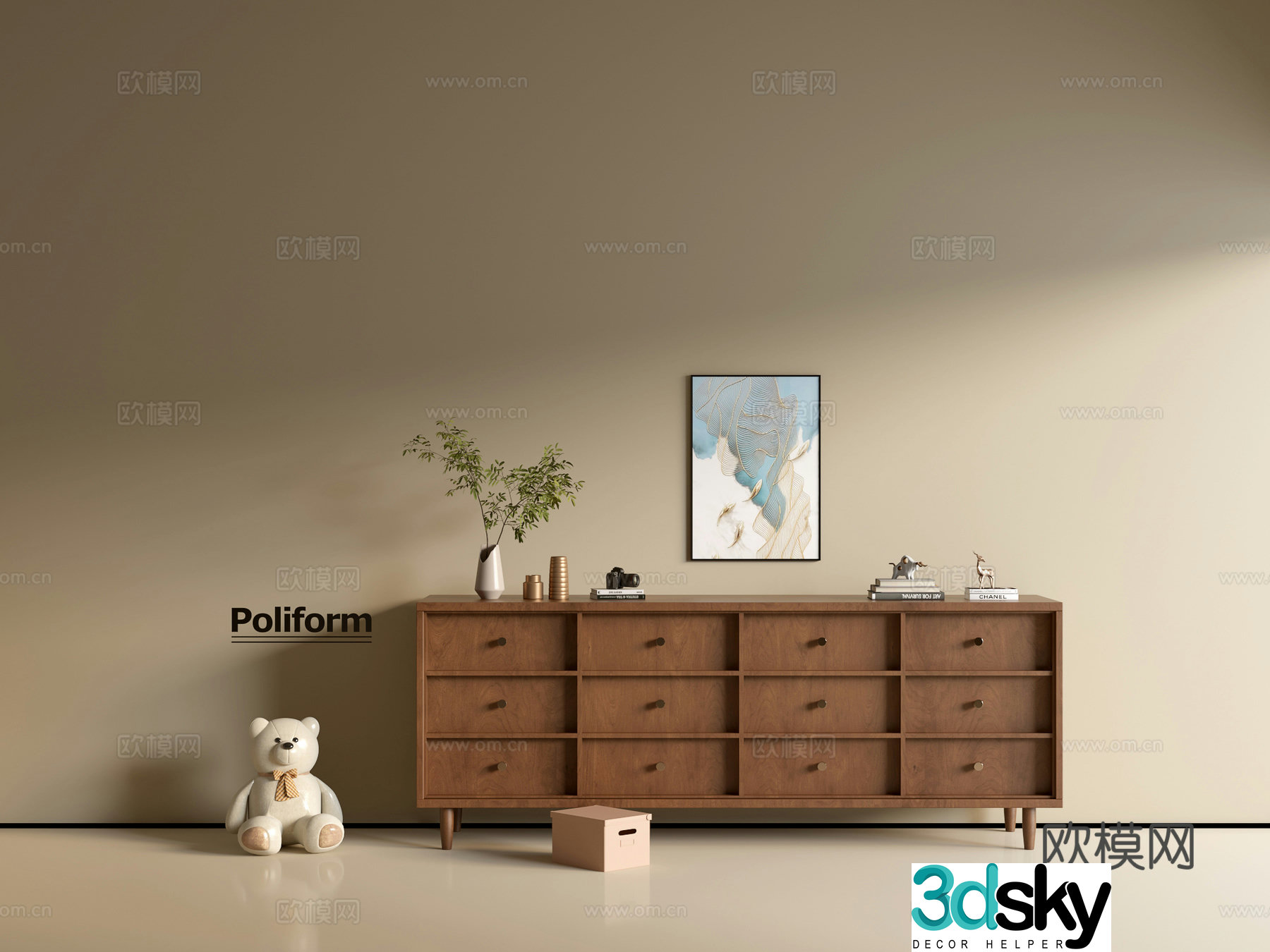 Modern wood grain cabinet ins wind minimalist wind cabinet whole cabinet sideboard balcony cabinet storage 3D model