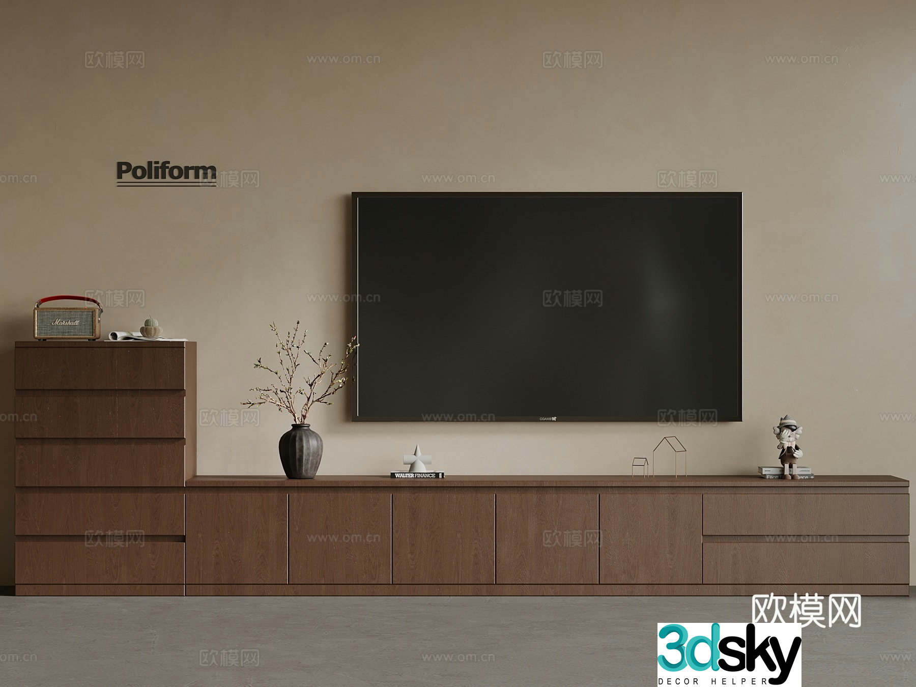 New Chinese TV cabinet chest of drawers medieval style TV cabinet chest of drawers 3d model