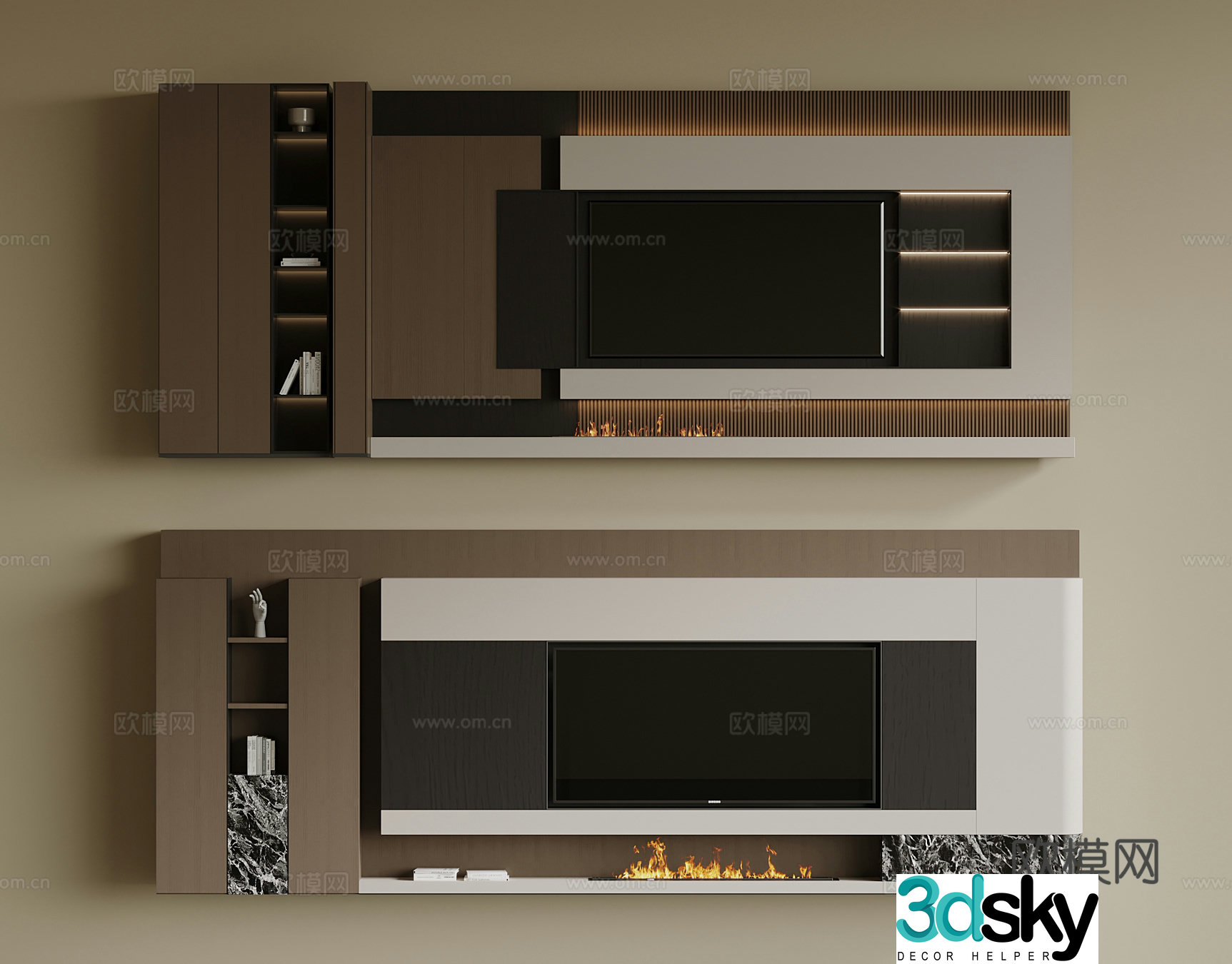 Modern Italian TV background wall 3d model
