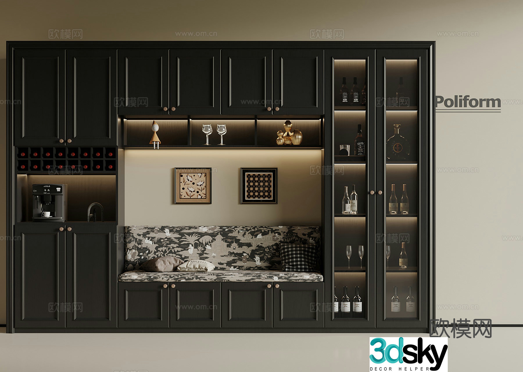 American style deck wine cabinet 3D model