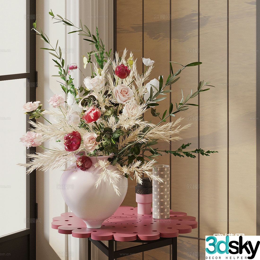 Flowers Ceramic vases Flower art flowers Fake flowers immortal flowers Living room vase ornaments Sales office flower art 3D model