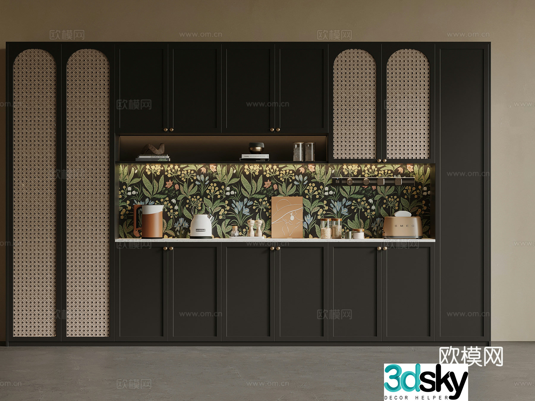 French wine cabinet sideboard 3D model