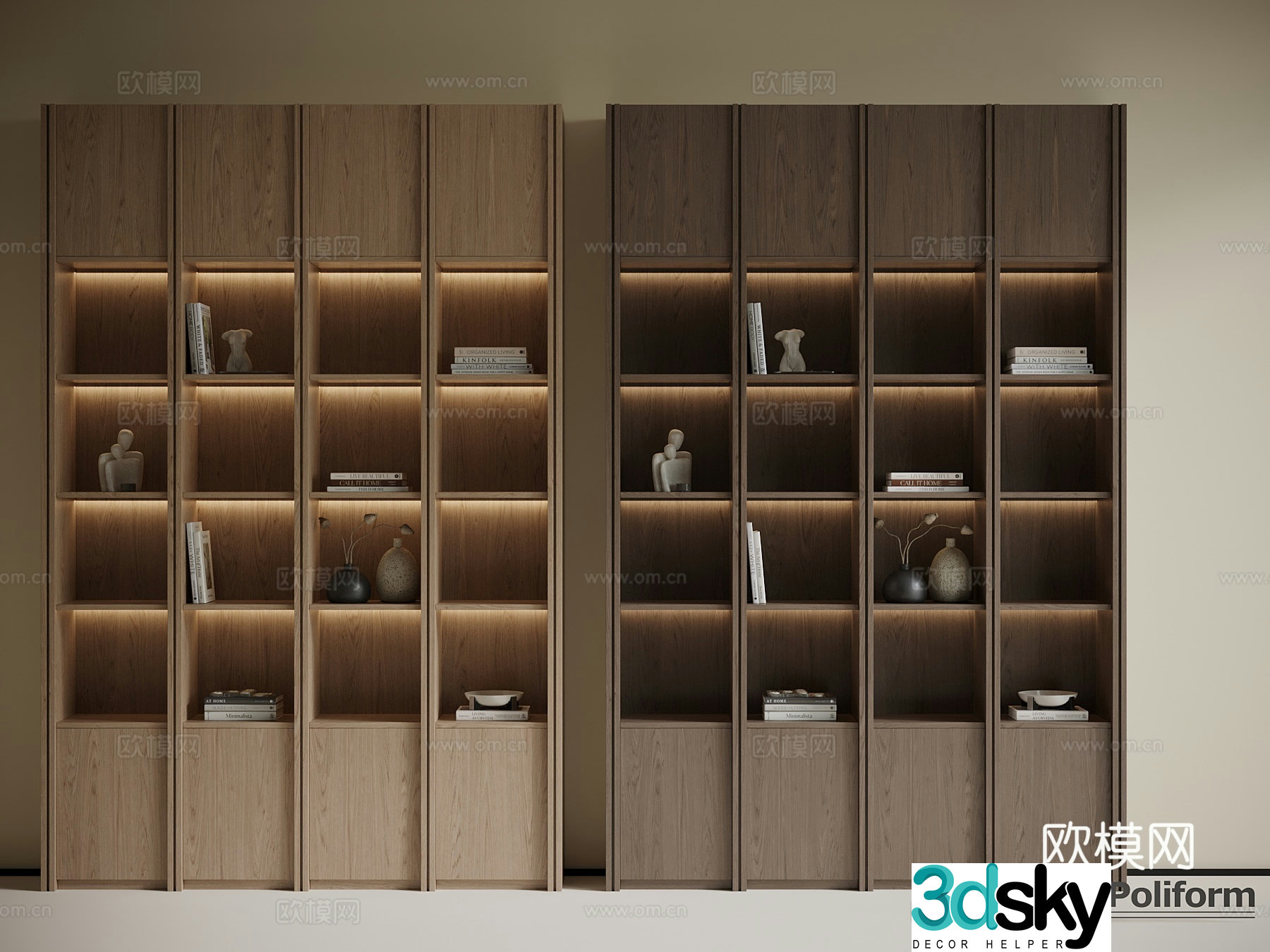 Medium style bookcase modern bookcase 3d model