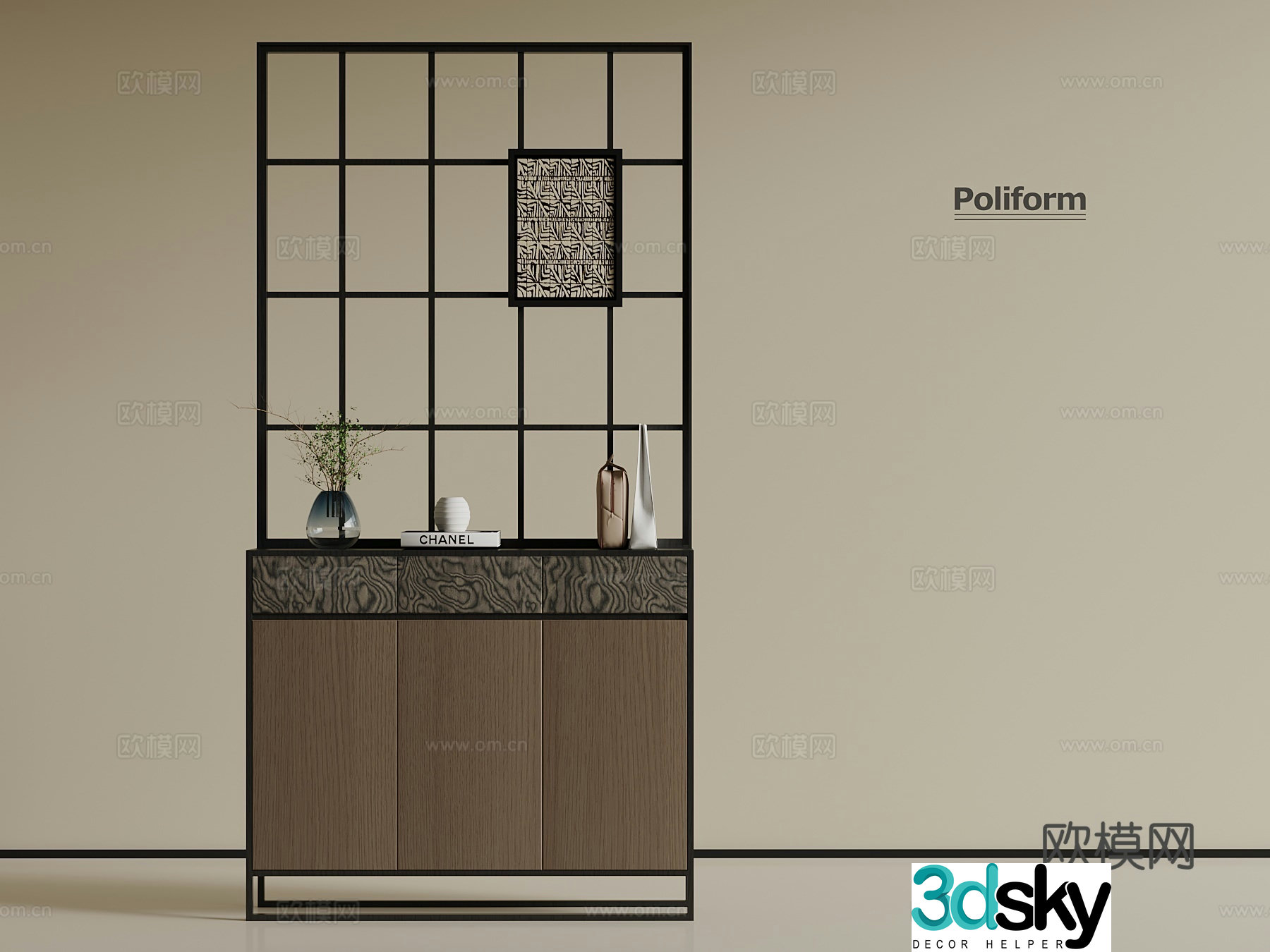 Modern partition shoe cabinet 3d model