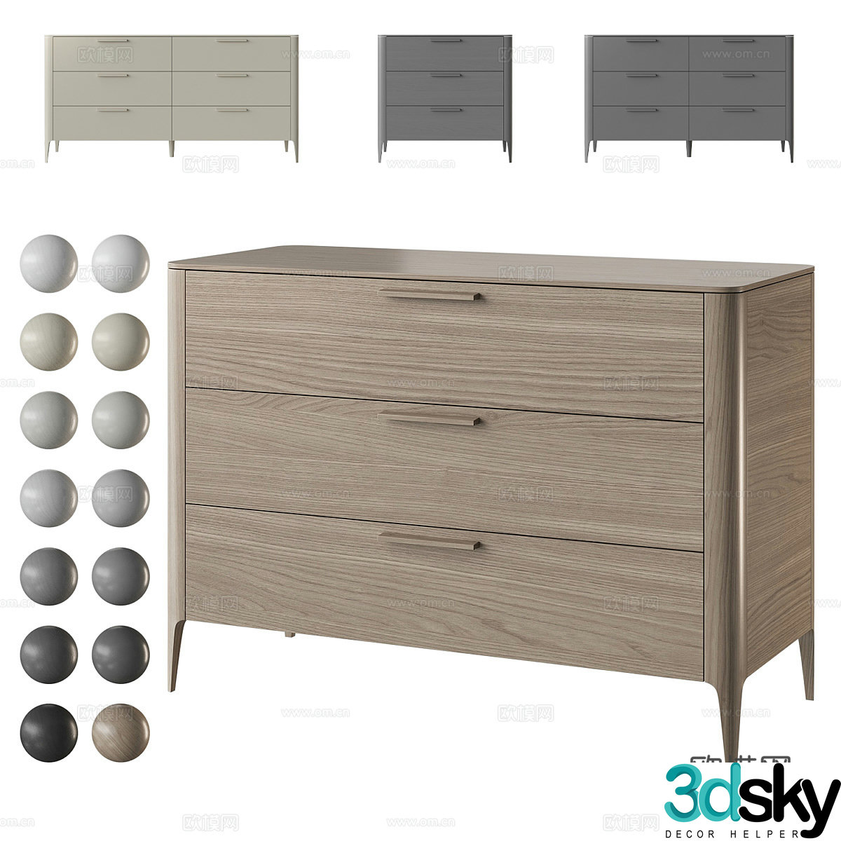 Modern Italian decorative chest of drawers side cabinet chest of drawers 3d model 3d model