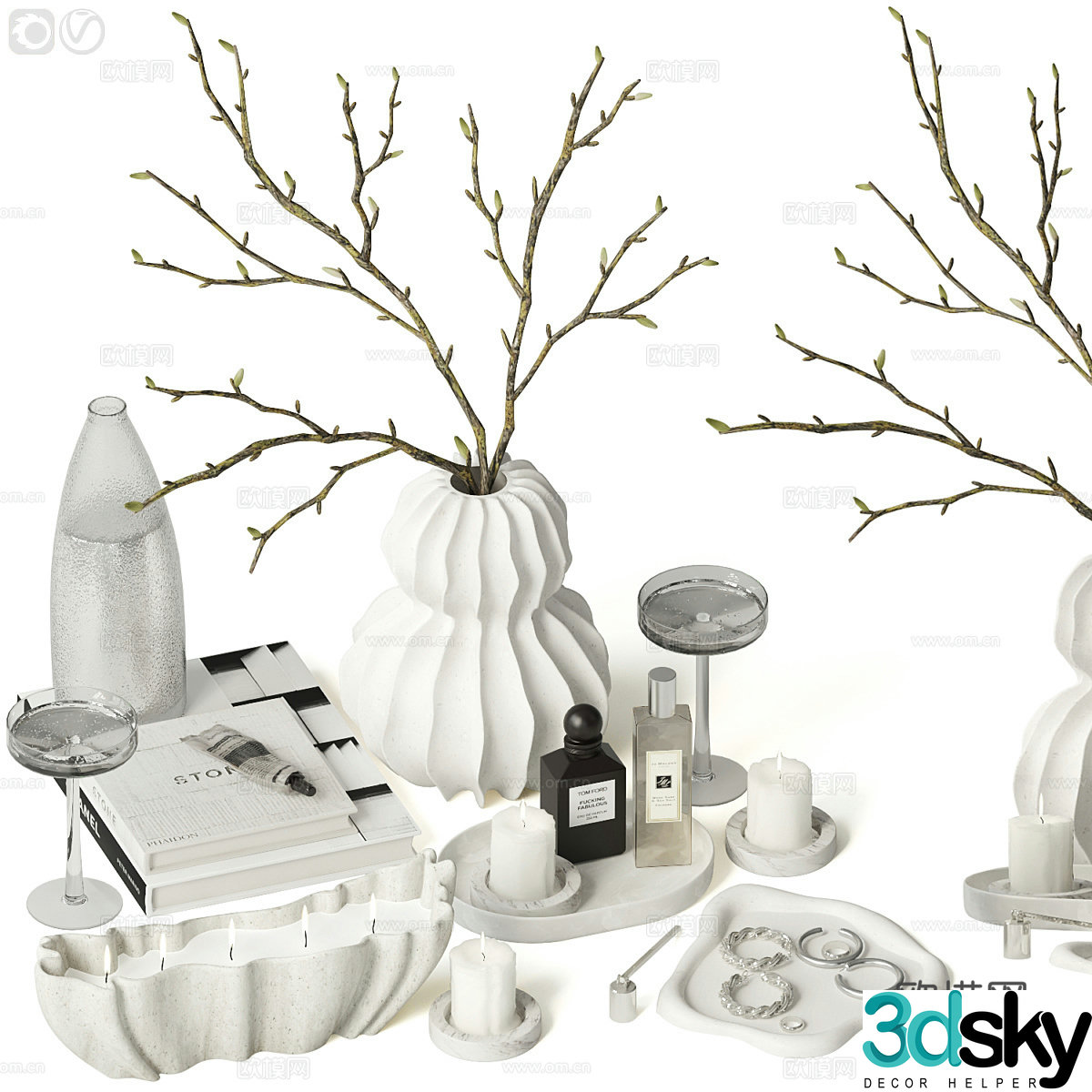 Modern Italian jewelry ornament combination 3D model