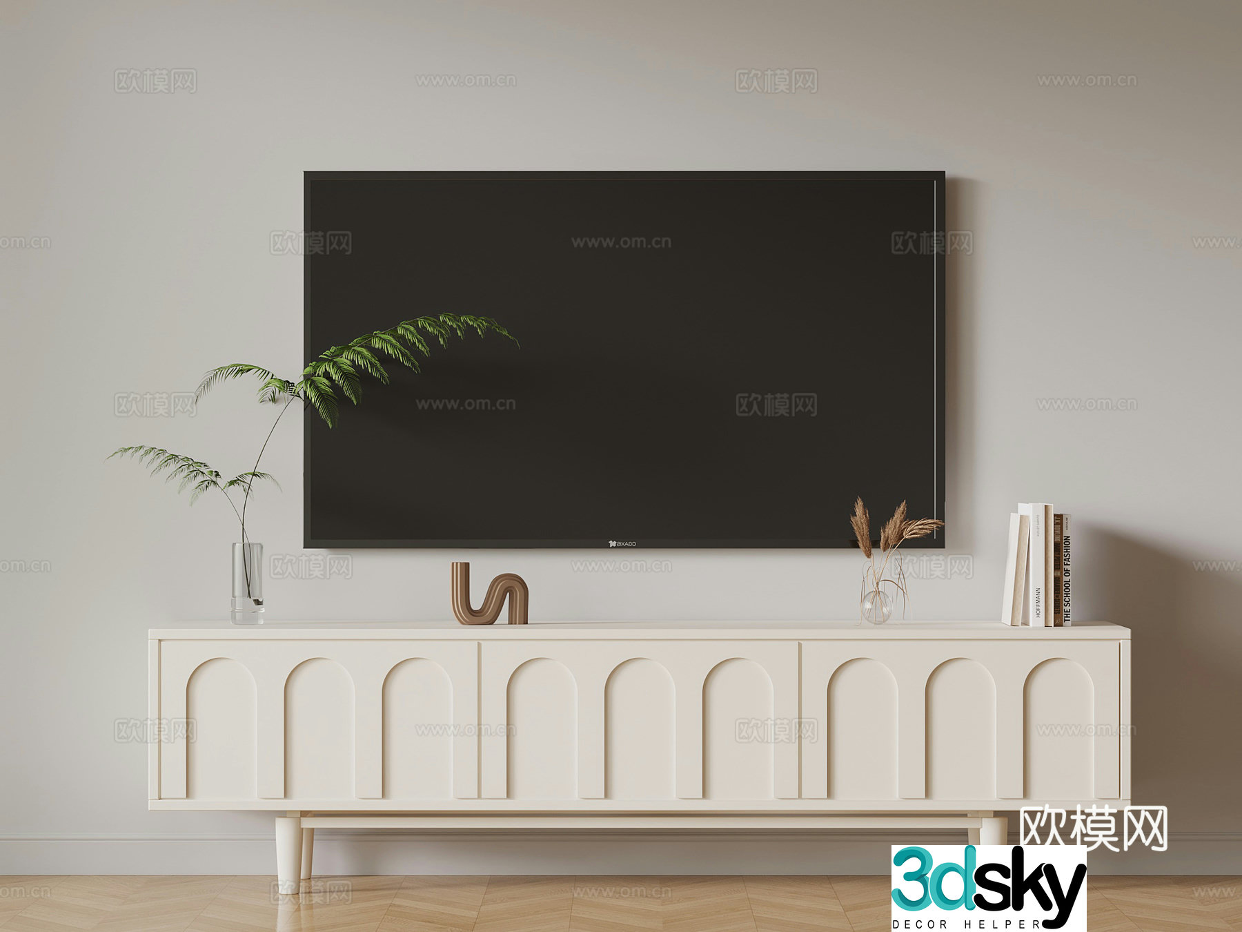 Modern creamy air TV cabinet 3d model