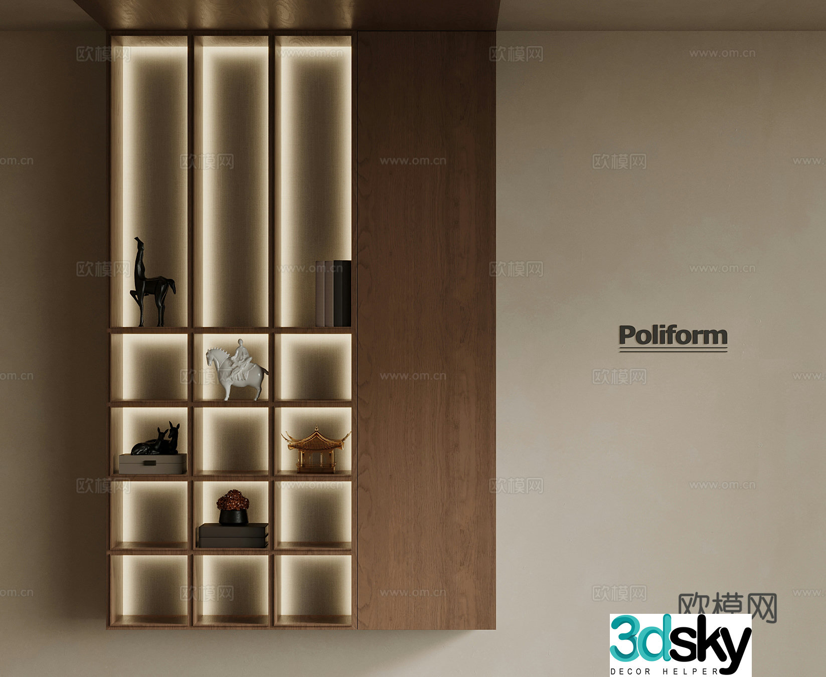 New Chinese style decorative cabinet tea cabinet bookcase 3d model