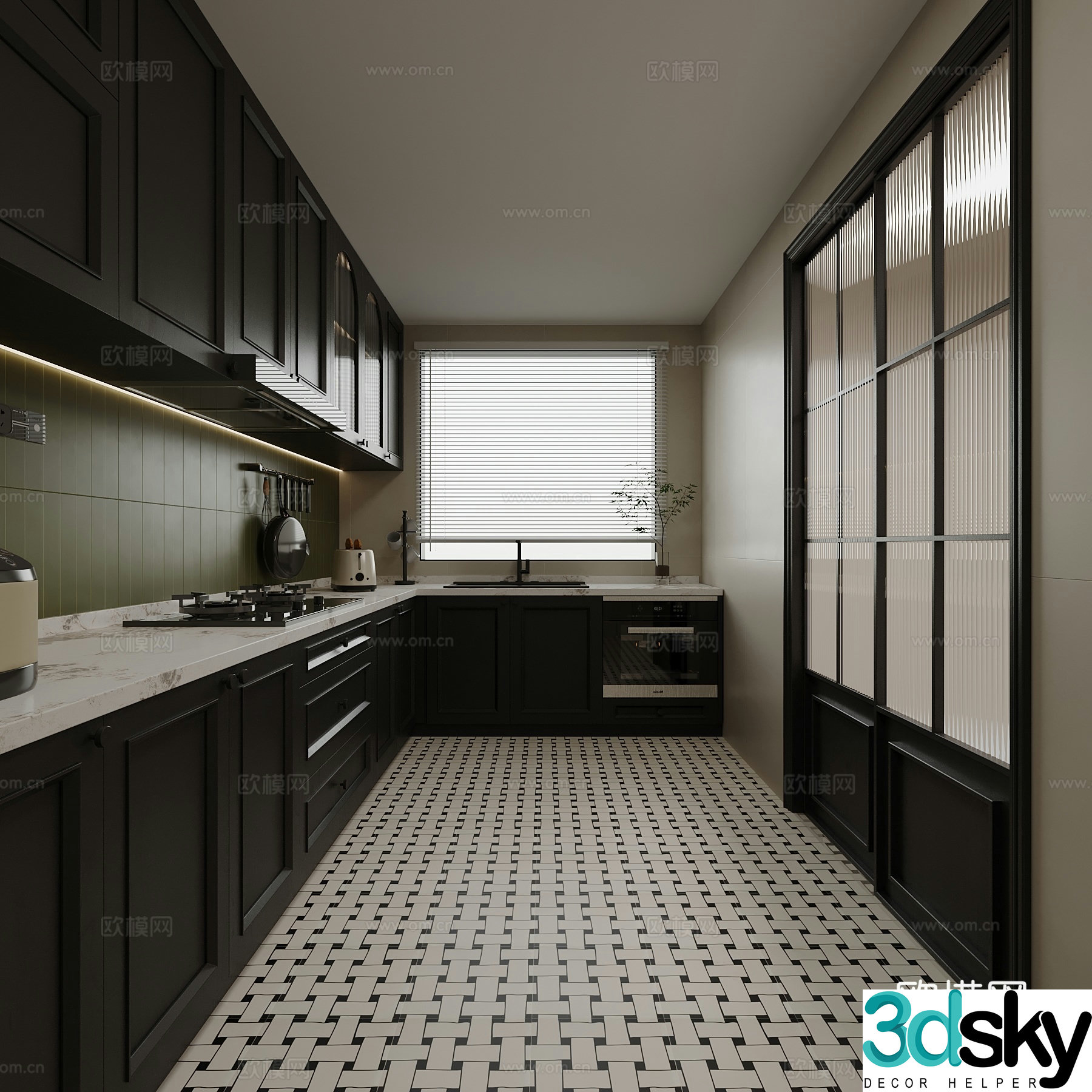 French kitchen refrigerator range hood 3d model