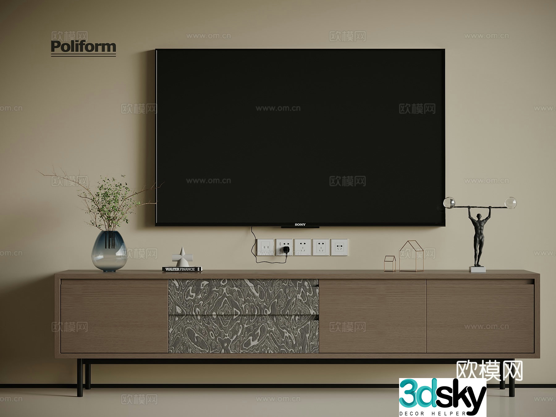 Modern Italian TV Cabinet 3D Model