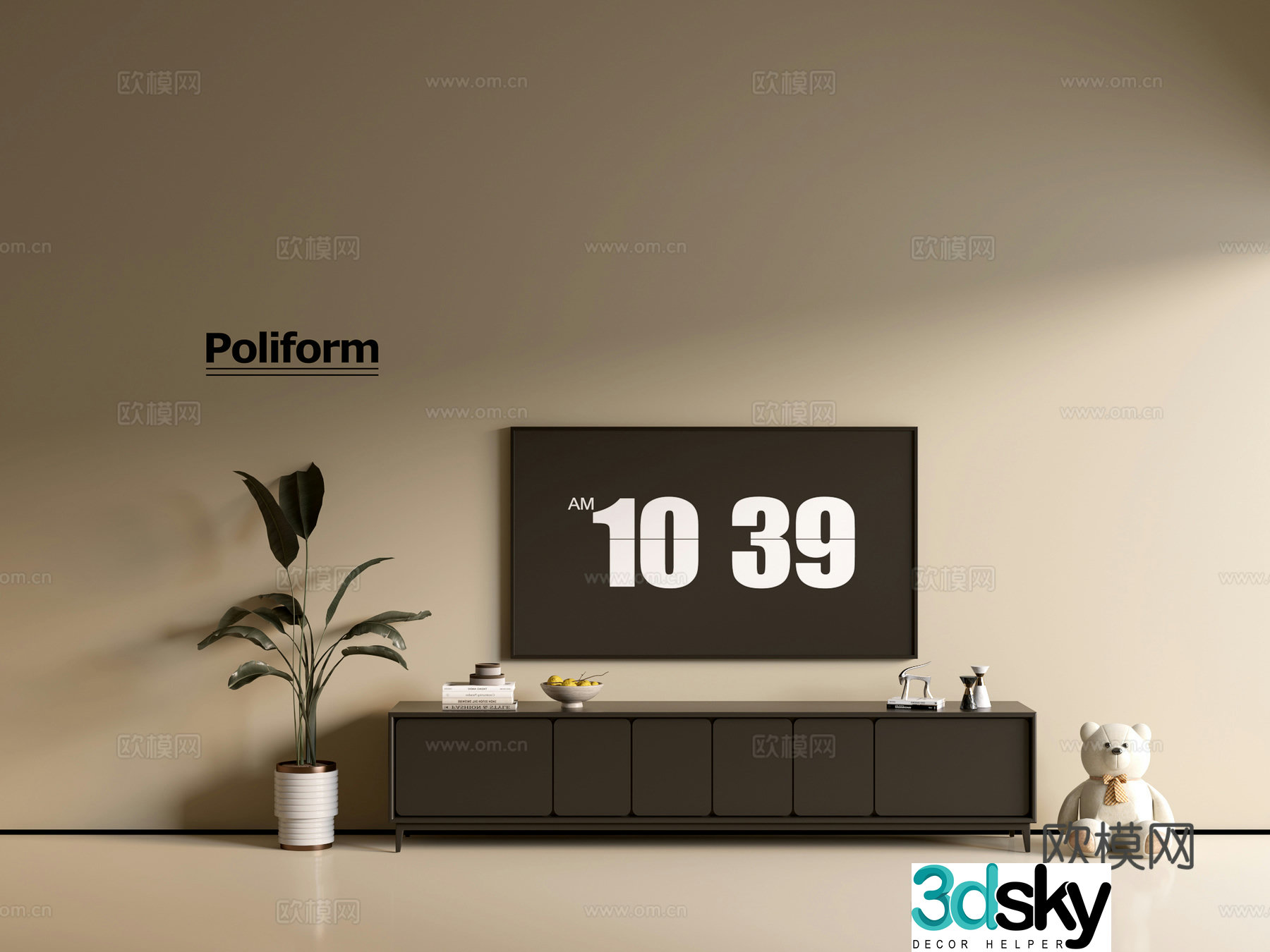 Modern black TV cabinet ins style minimalist wind cabinet whole cabinet sideboard balcony cabinet 3d model