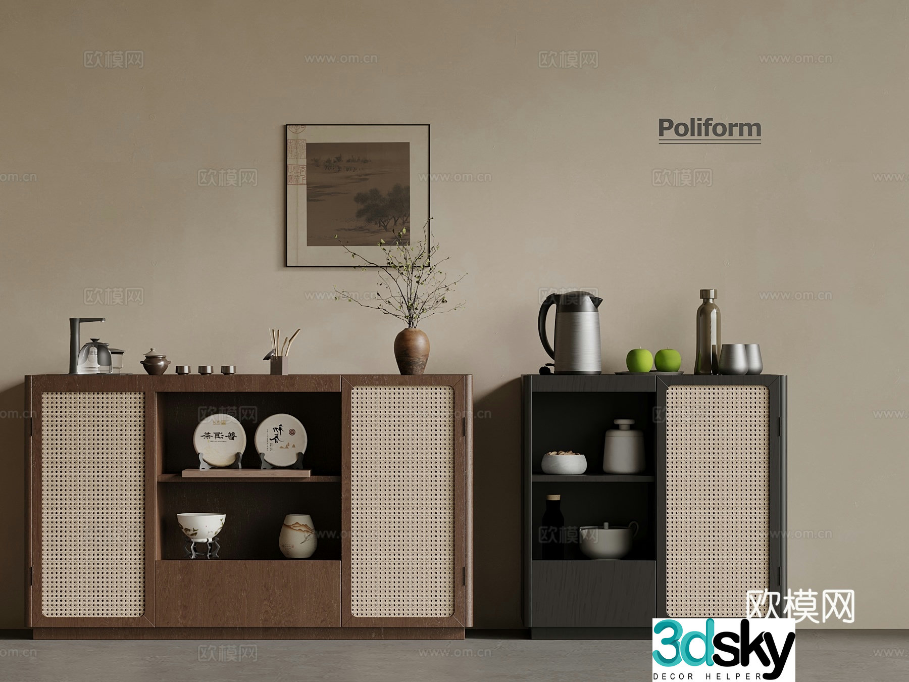 Modern meal preparation cabinet Tea cabinet Side cabinet 3D model