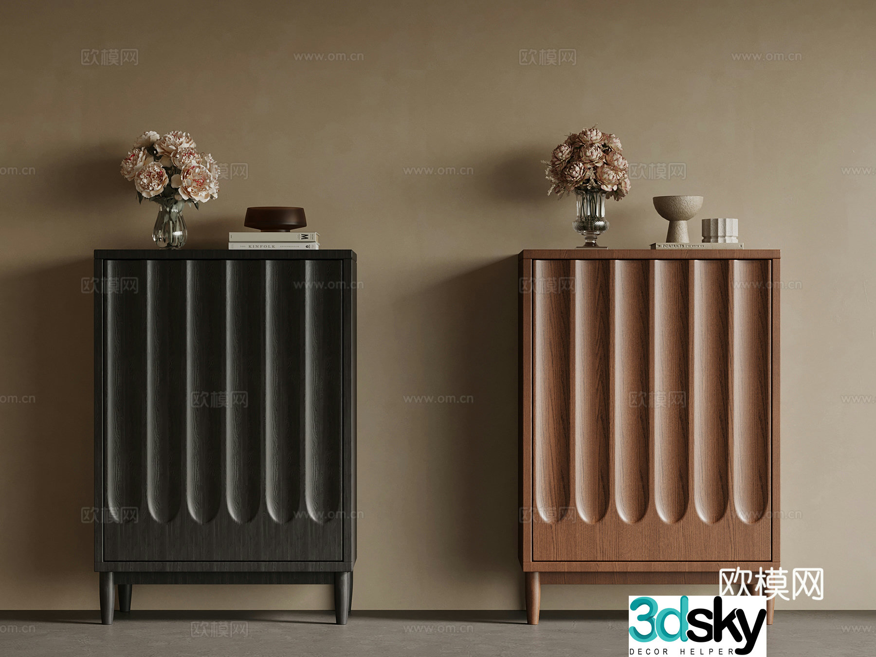 French medieval style chest of drawers side cabinet 3D model