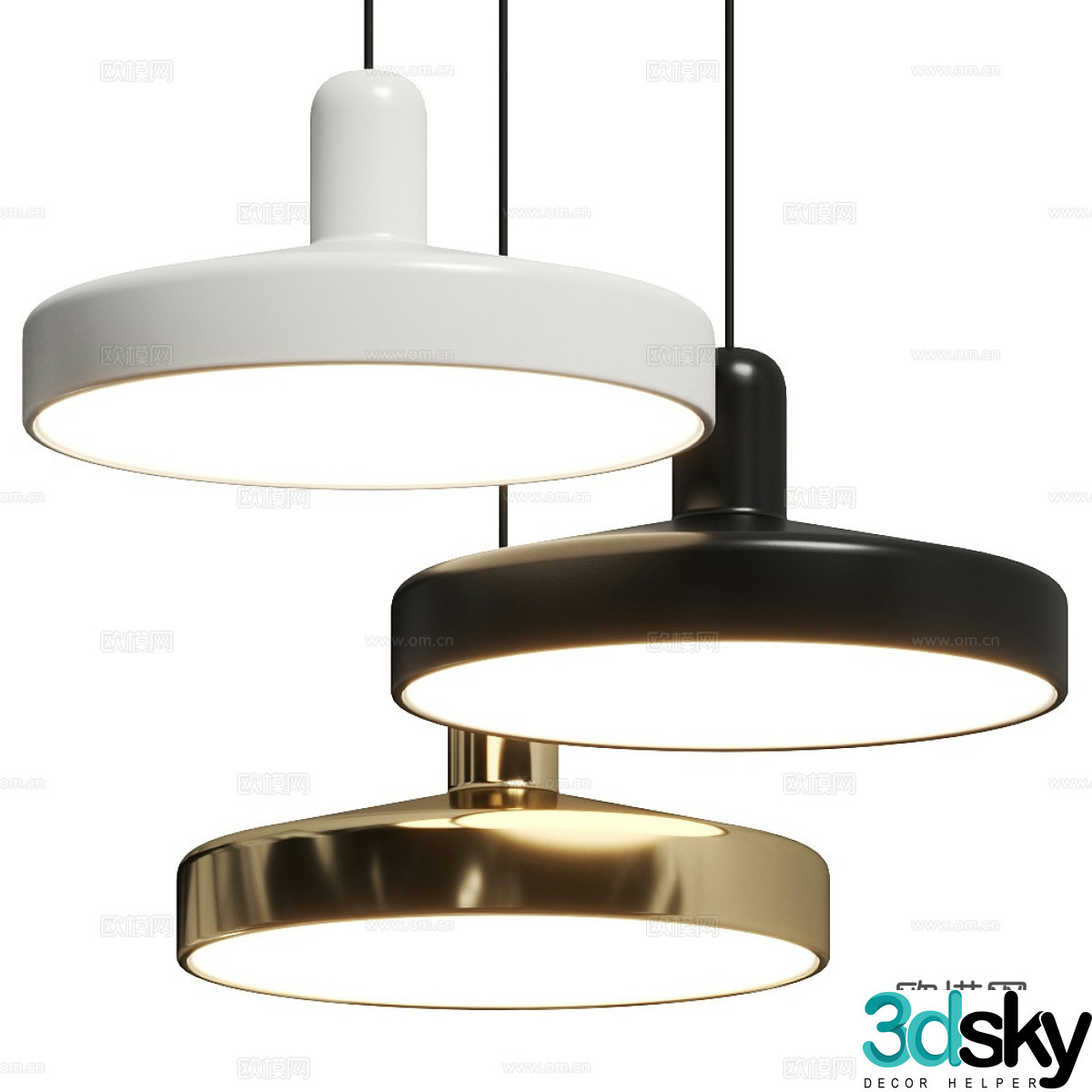 Modern light luxury minimalist disc decorative chandelier 3d model
