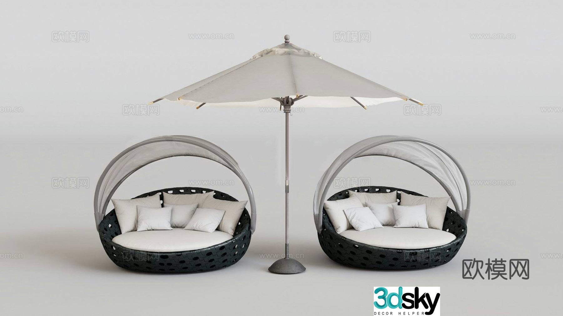 Modern modular double dome lounge chair courtyard lounge chair removal parasol independent lounge chair 3d model