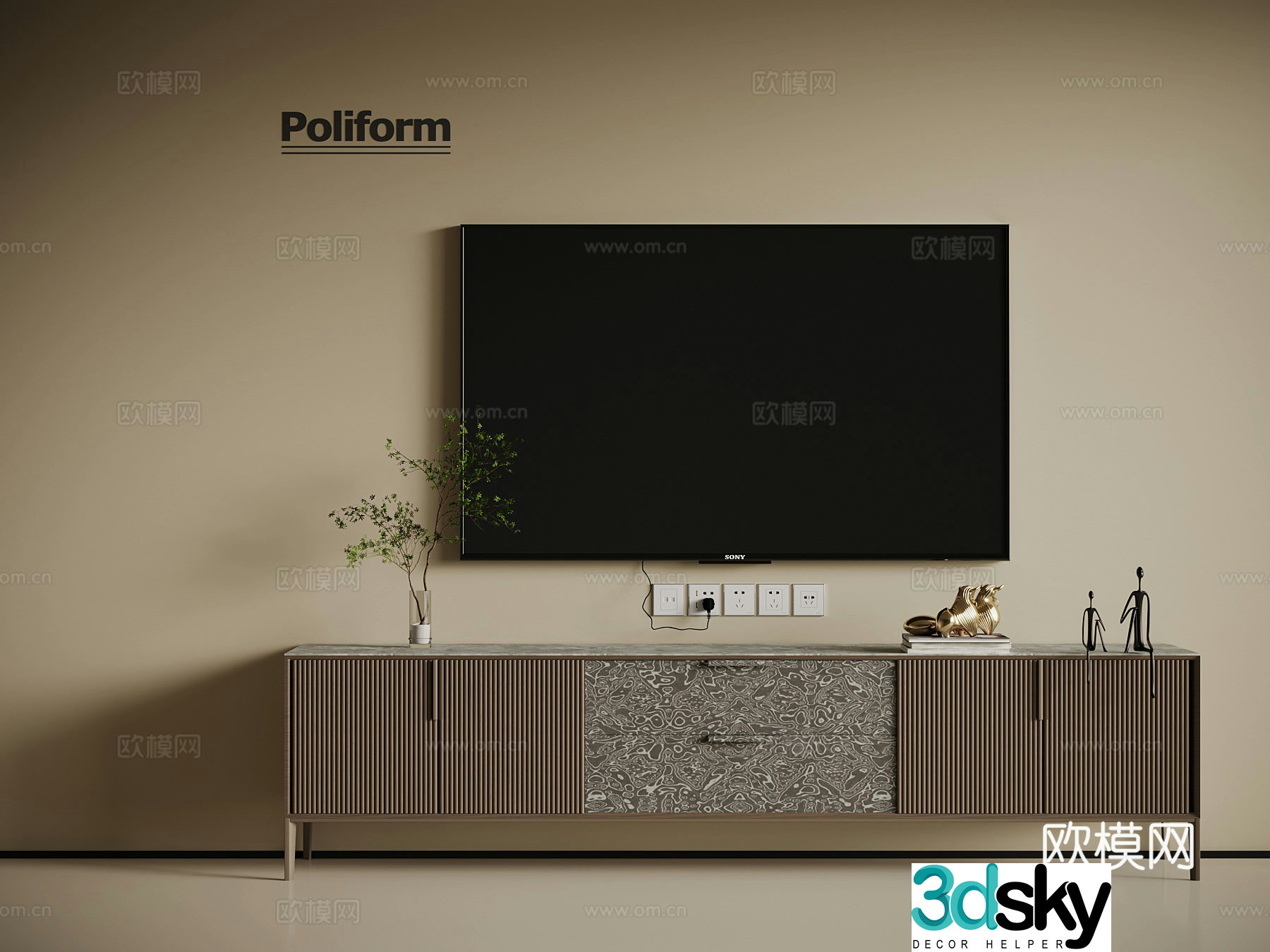 Modern Italian TV Cabinet 3D Model