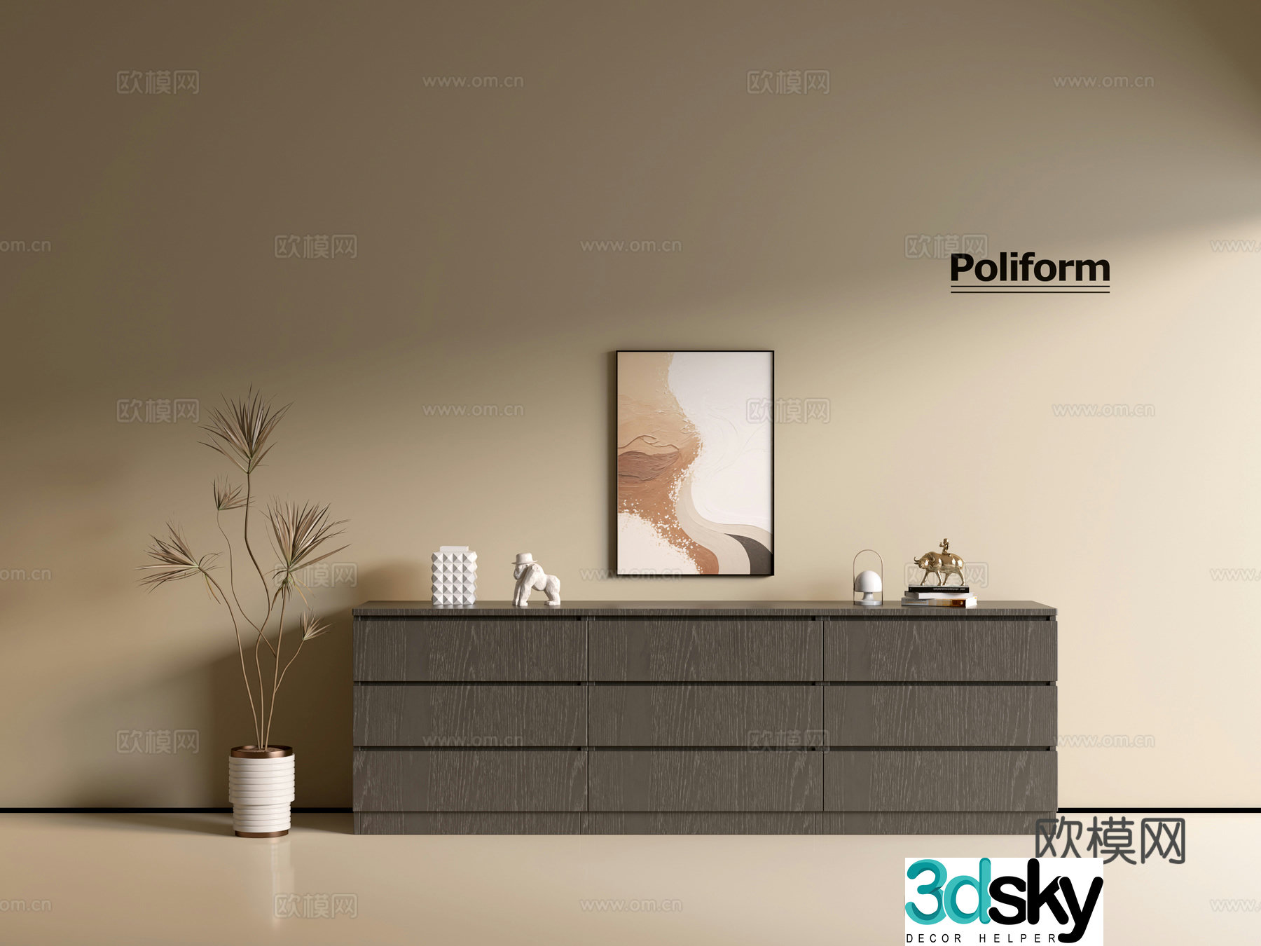 Modern black wood grain cabinet ins wind minimalist wind cabinet whole cabinet sideboard balcony cabinet 3d model