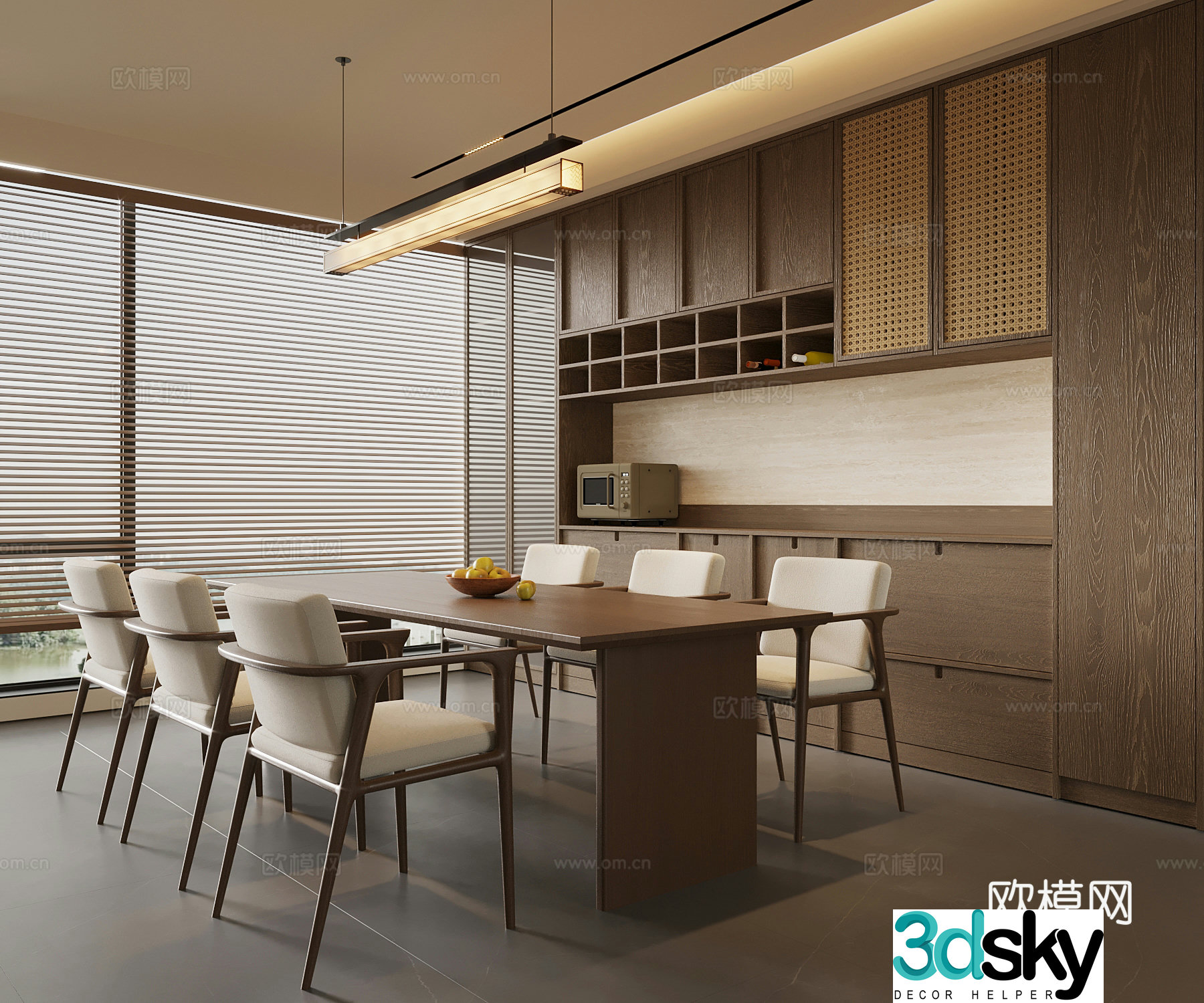 New Chinese restaurant Song’s restaurant wine cabinet dining table and chair 3D model