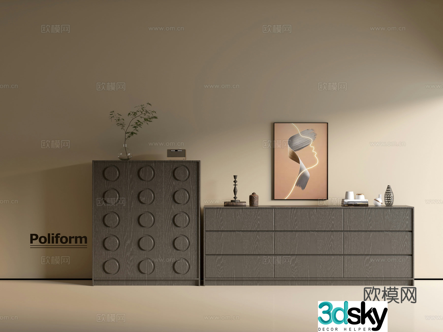 Modern black wood grain cabinet ins wind minimalist wind cabinet whole cabinet sideboard balcony cabinet 3d model