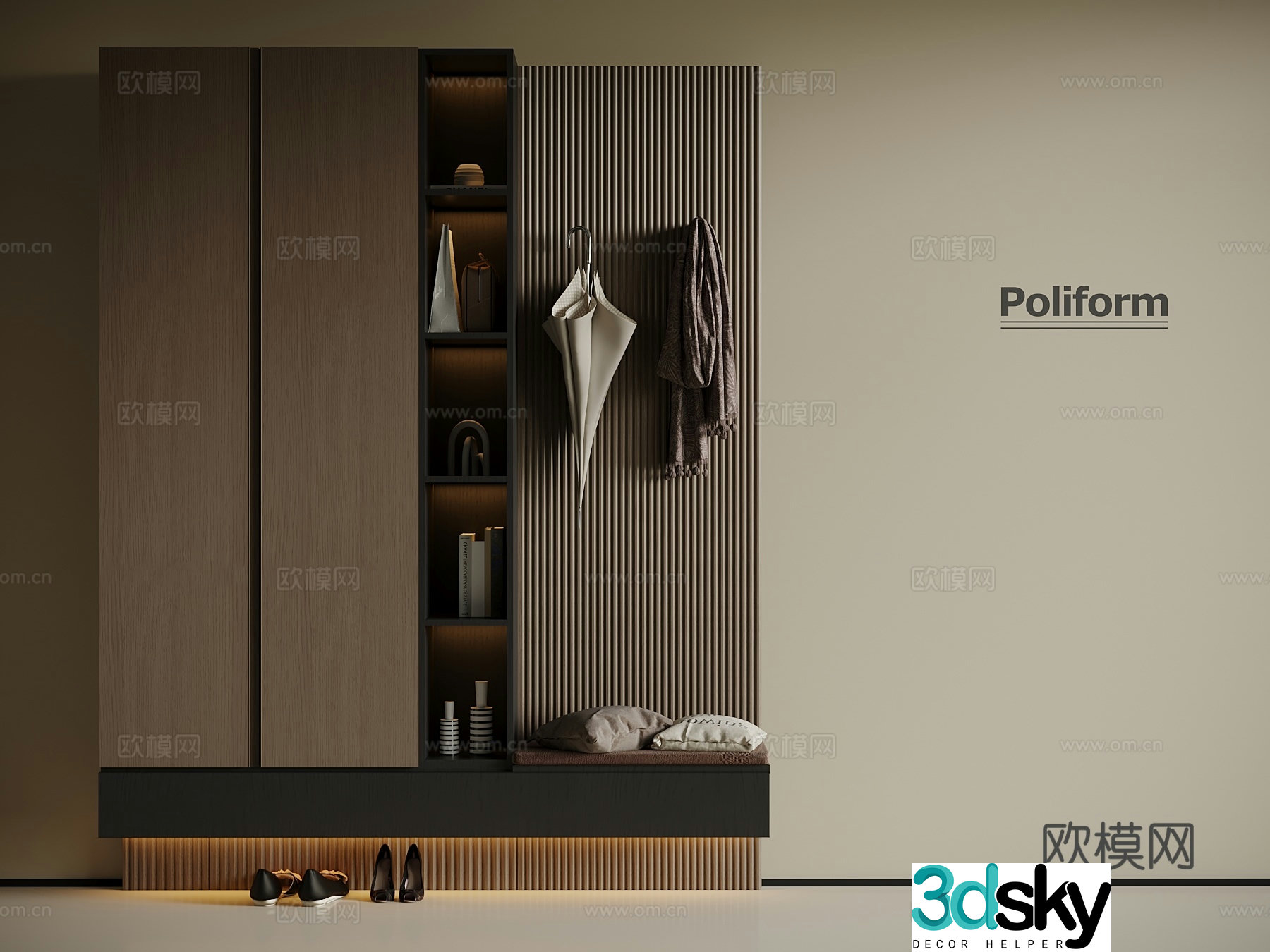 Modern Italian style entrance partition cabinet shoe cabinet 3d model