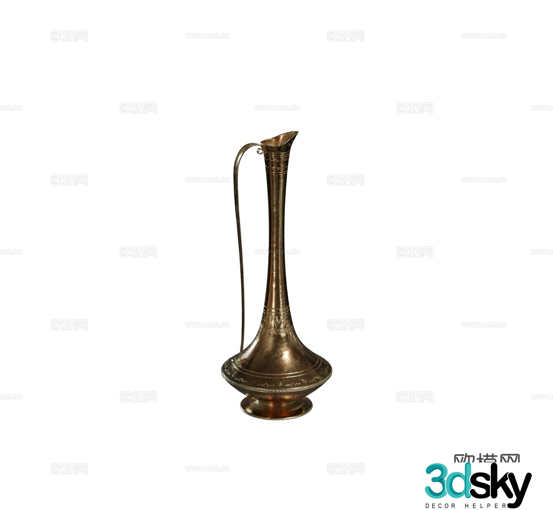 European French American brass vase brass wine pot metal vase wine pot combination 3D model