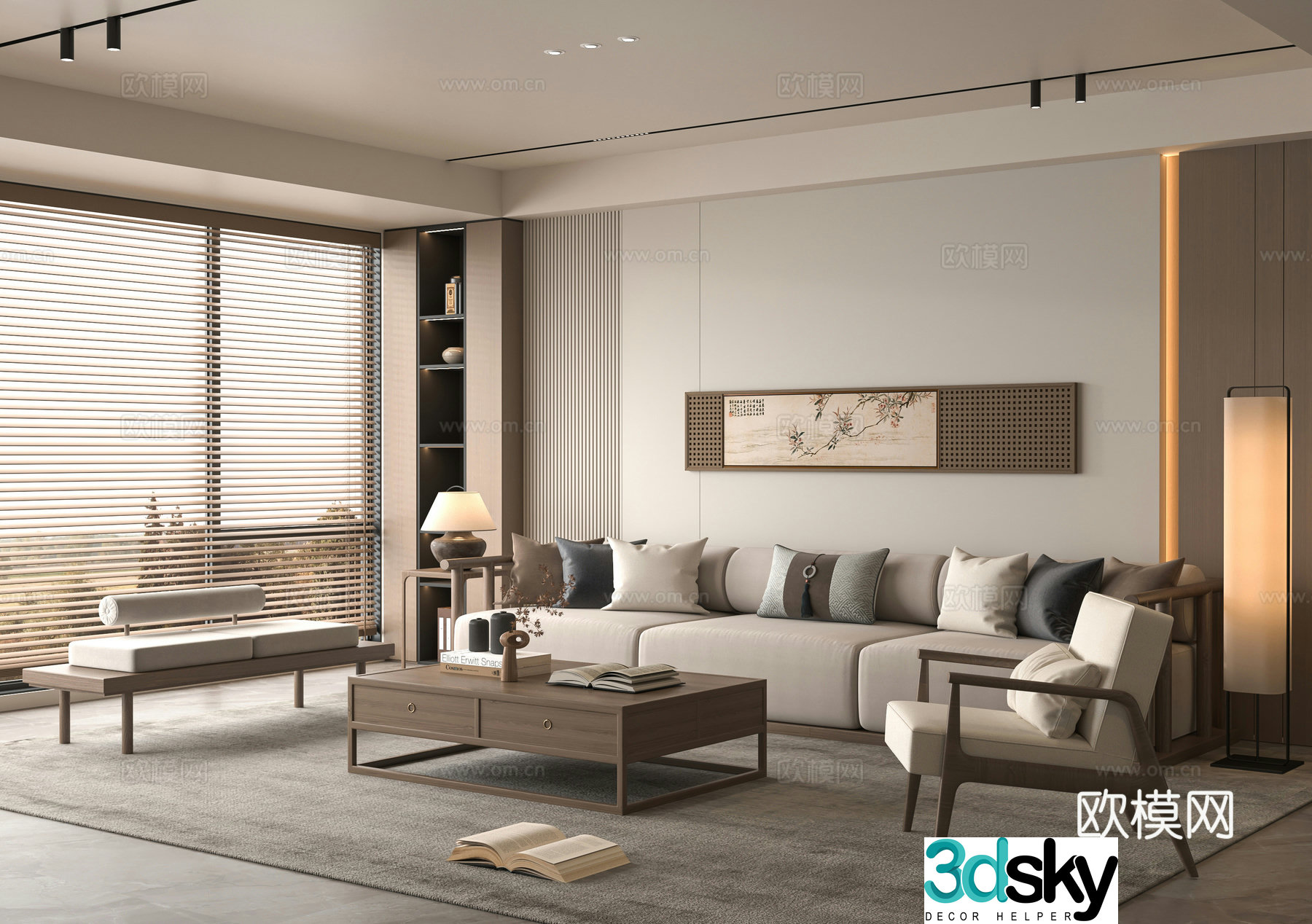 Middle-aged home living room 3D model