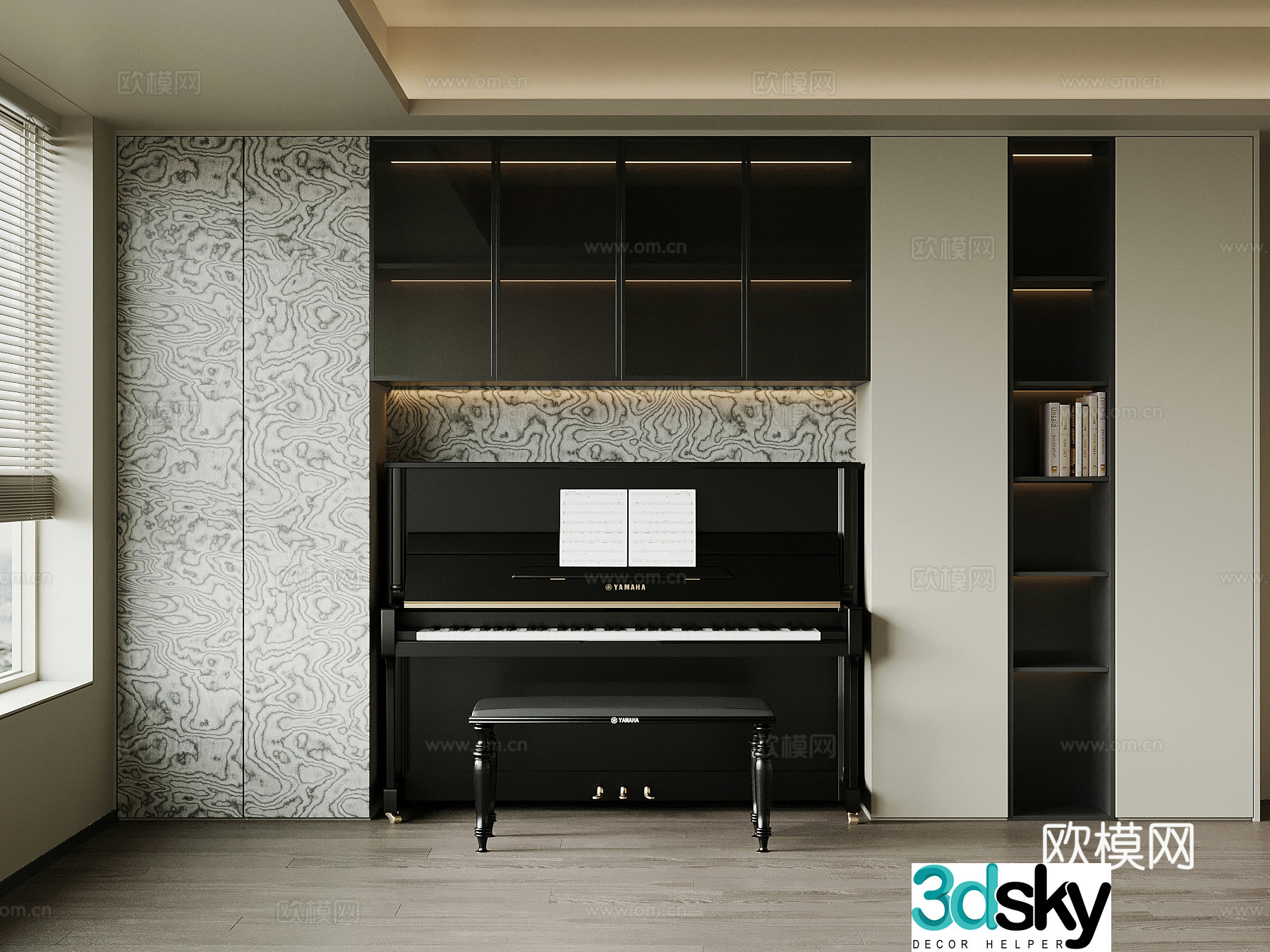 Modern piano cabinet piano 3d model
